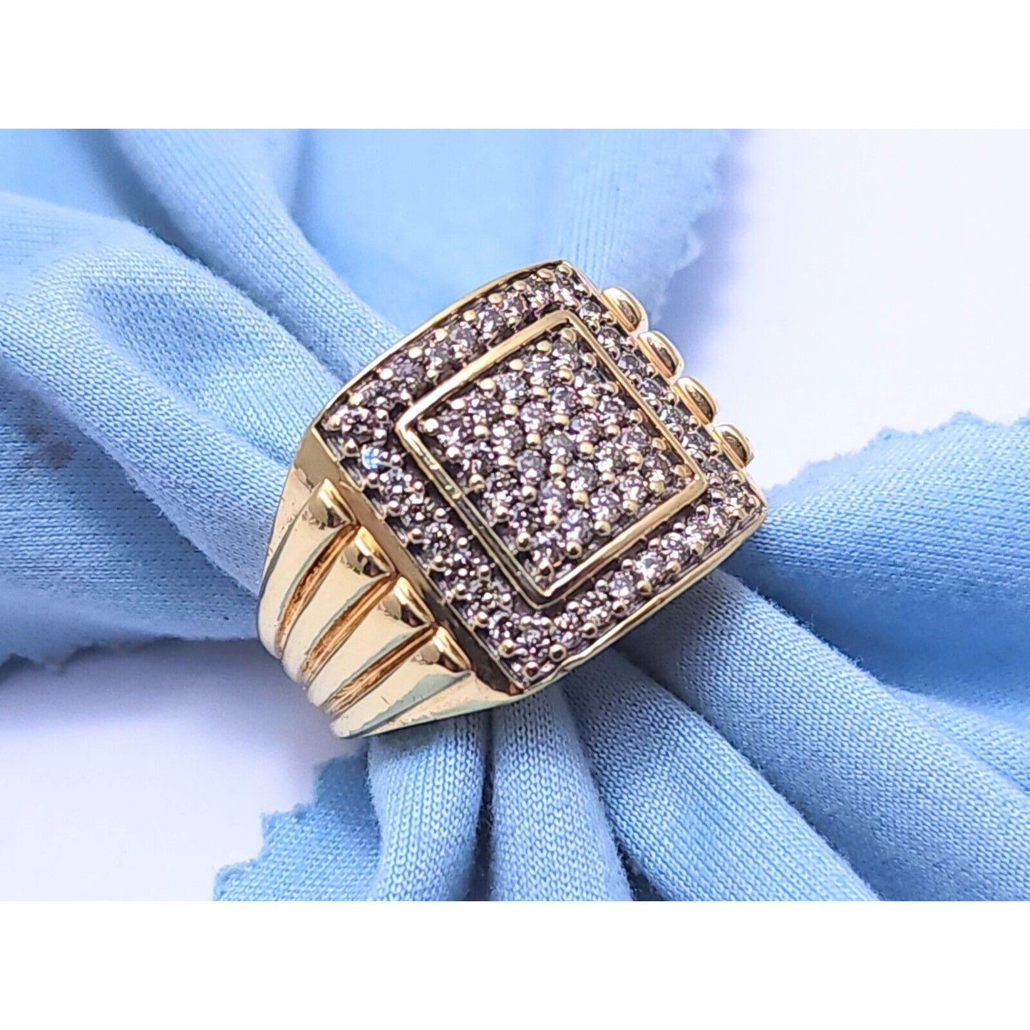 10K Yellow Gold Men's Diamond Cluster Ring