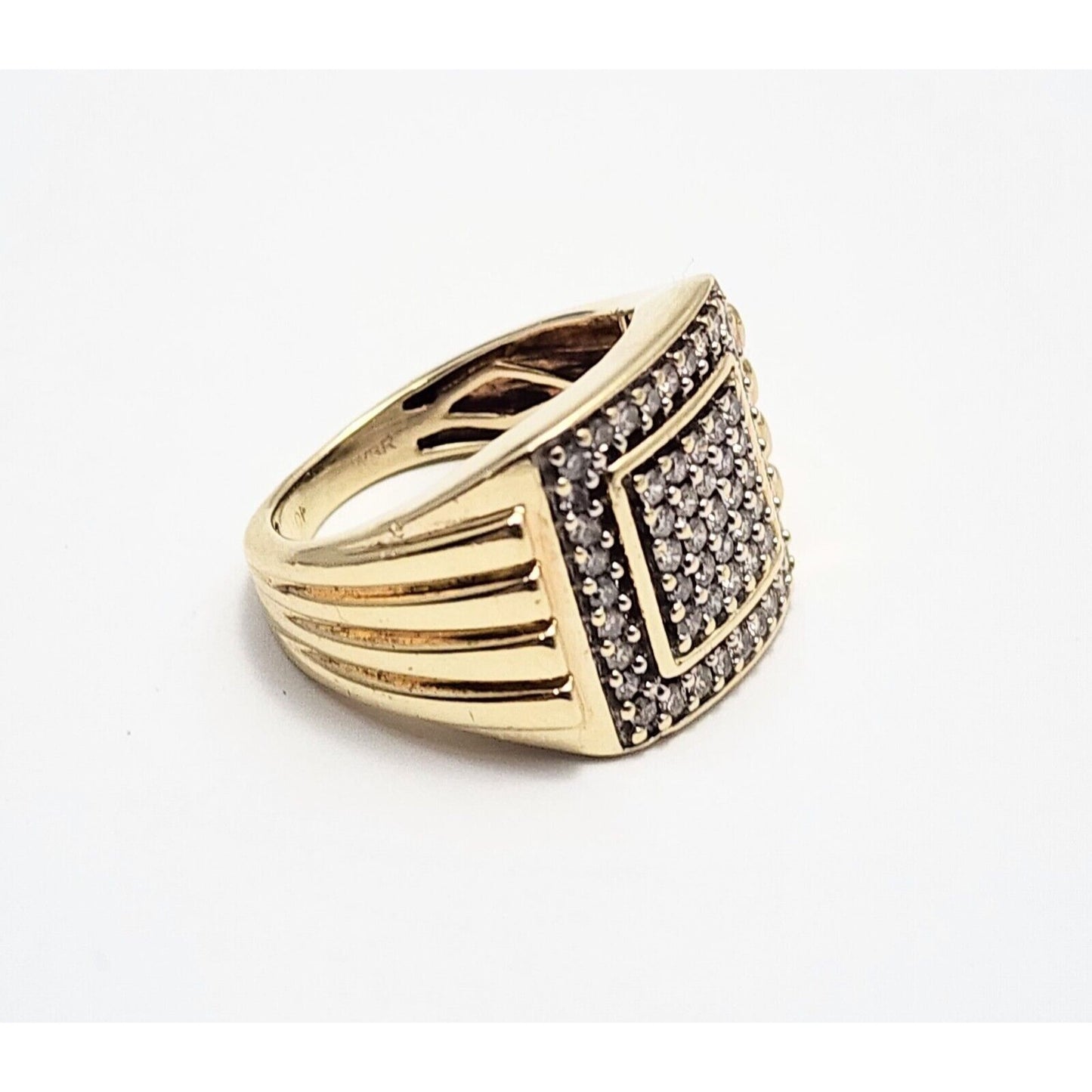 10K Yellow Gold Men's Diamond Cluster Ring
