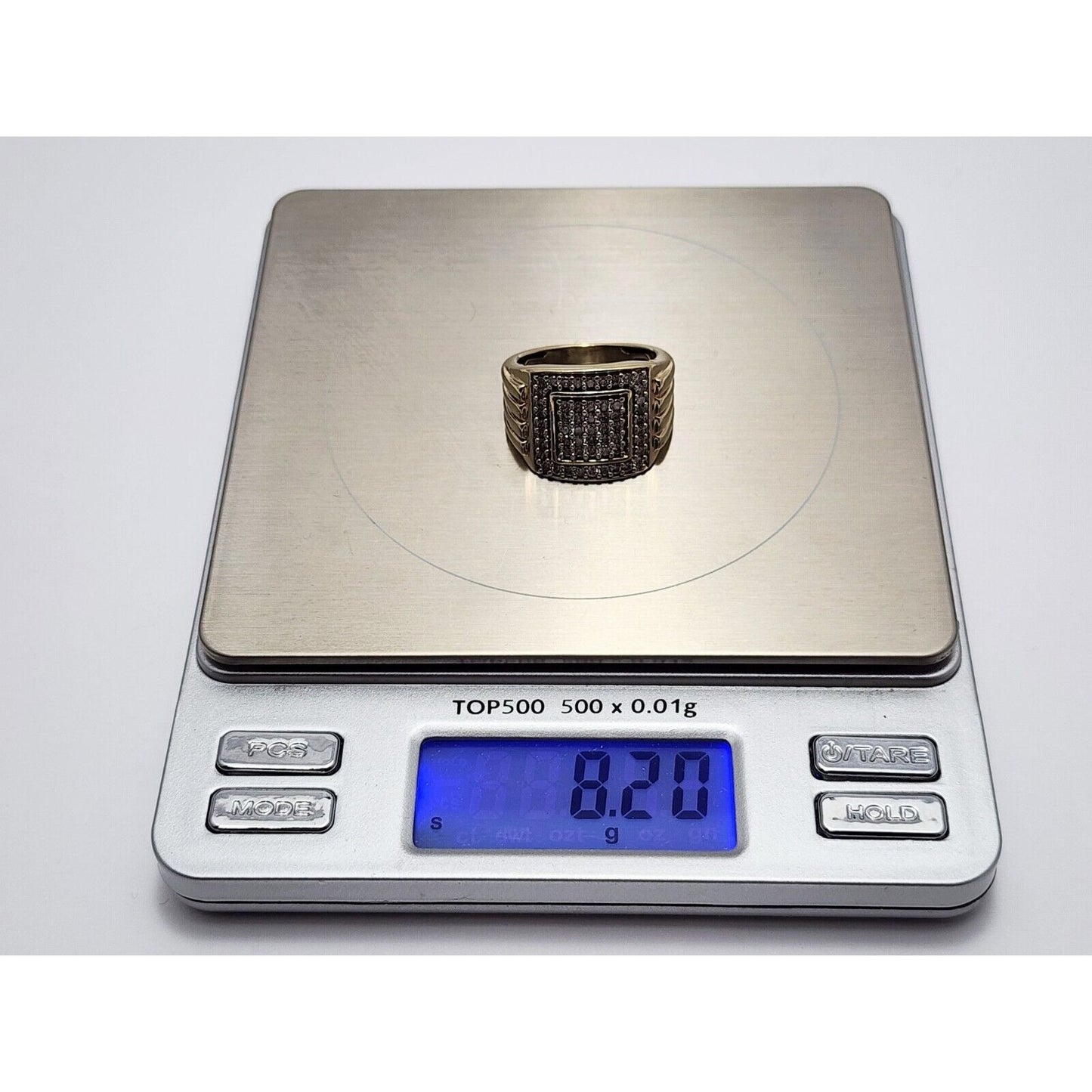 10K Yellow Gold Men's Diamond Cluster Ring