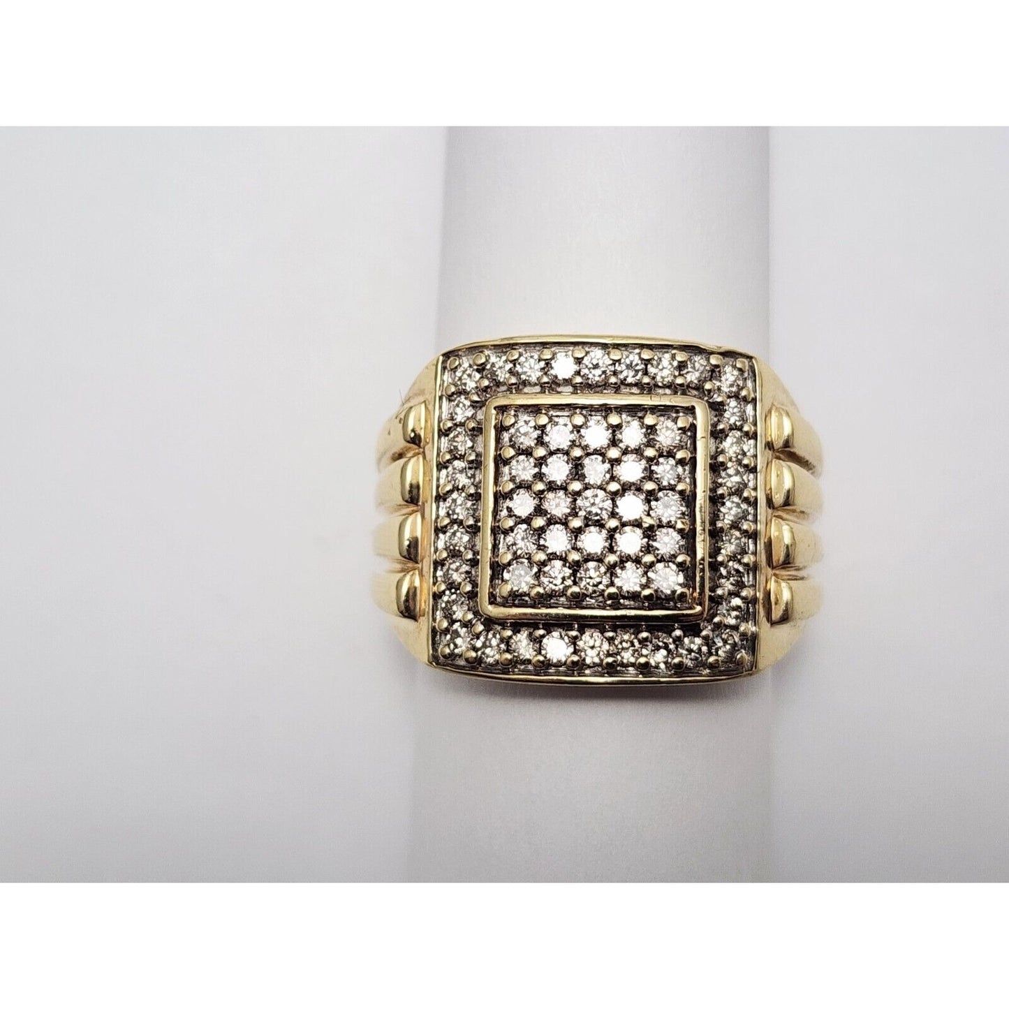 10K Yellow Gold Men's Diamond Cluster Ring