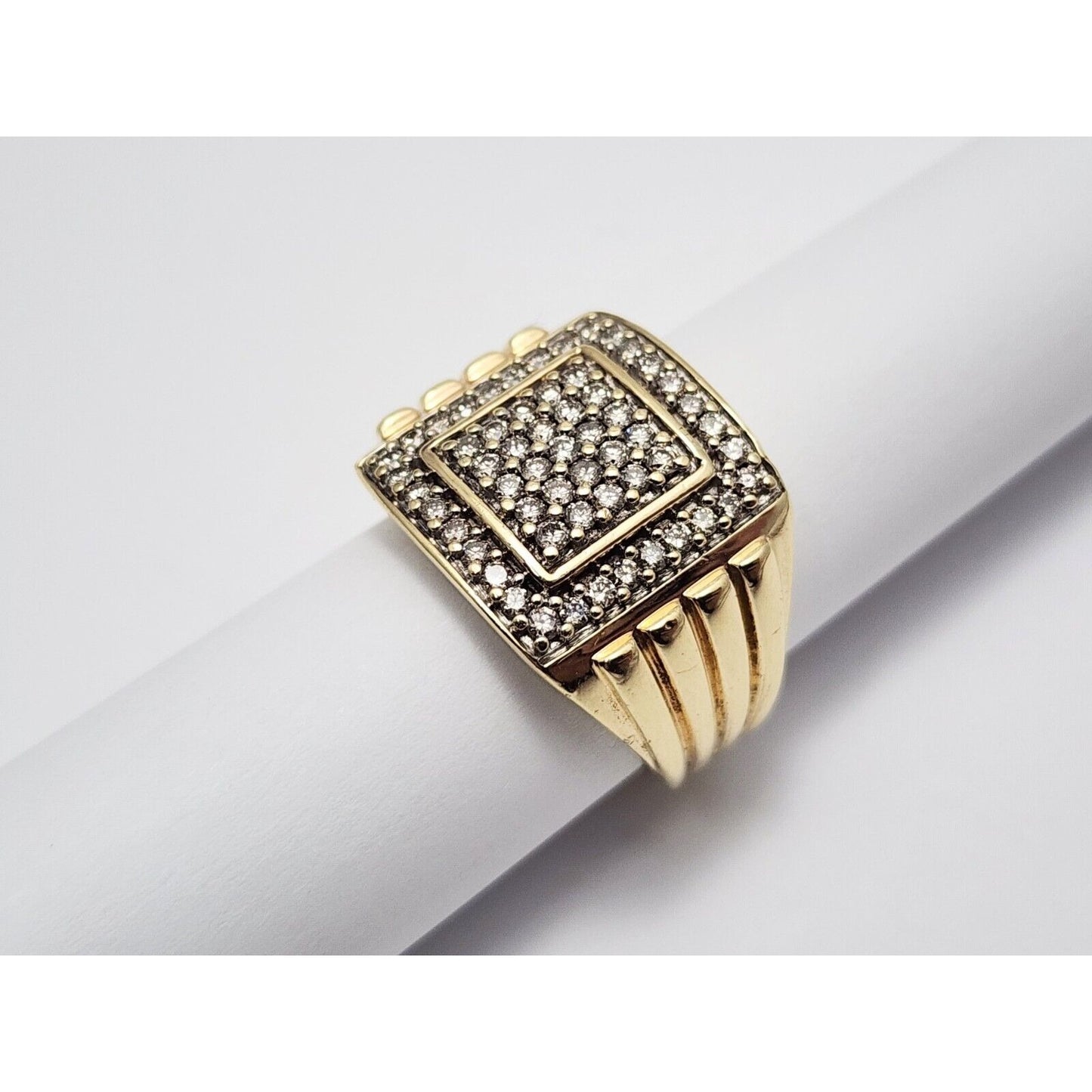 10K Yellow Gold Men's Diamond Cluster Ring
