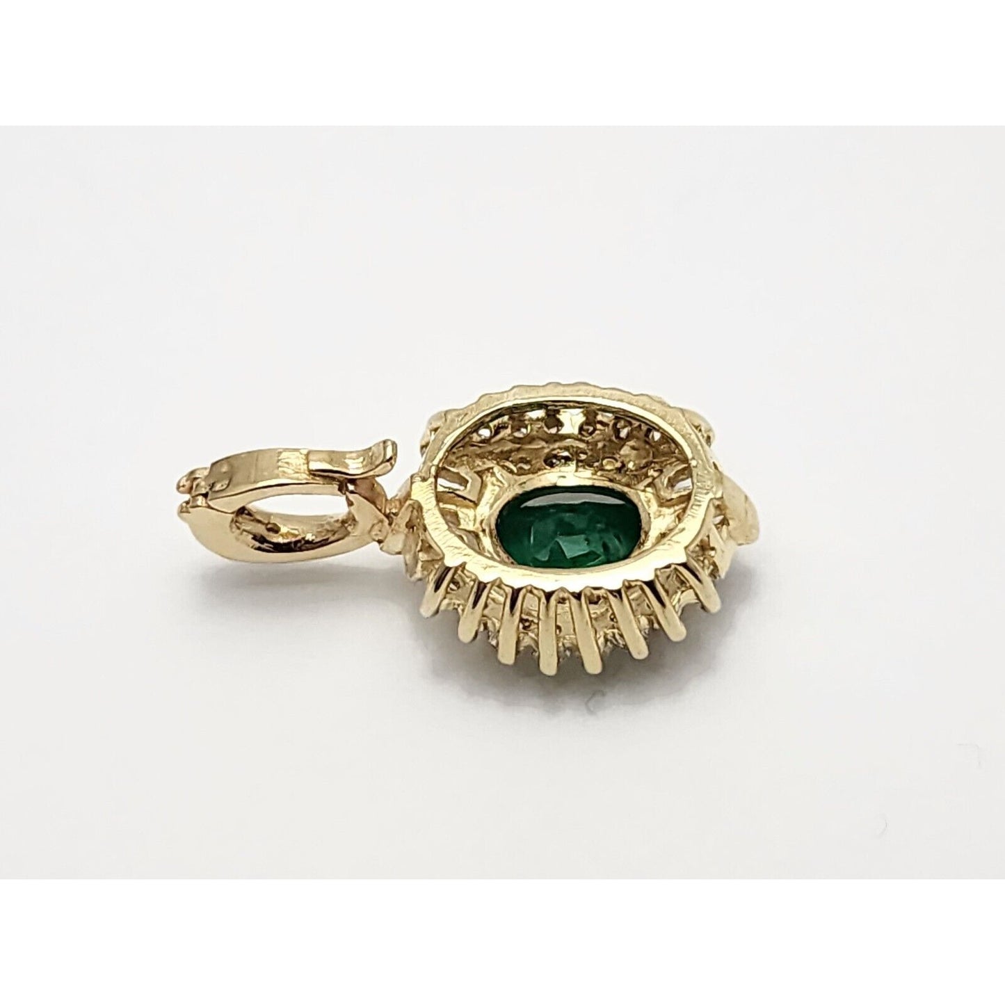 14K Yellow Gold Emerald & Diamond Drop Charm Pendant