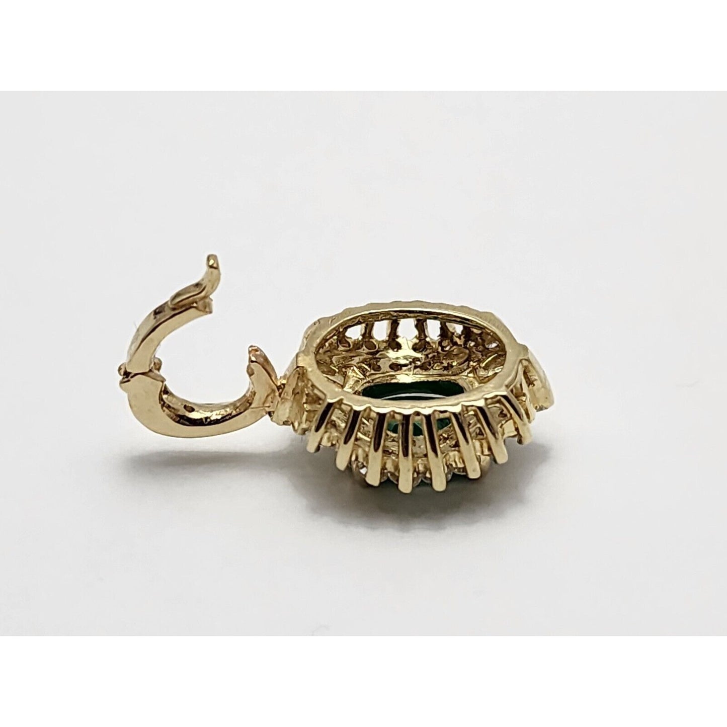 14K Yellow Gold Emerald & Diamond Drop Charm Pendant