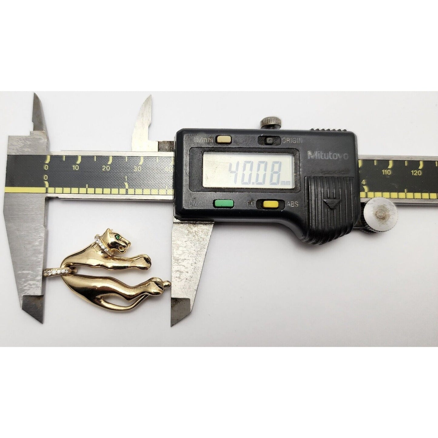 14K Yellow Gold Hanging Panther Jaguar Cougar Charm Pendant