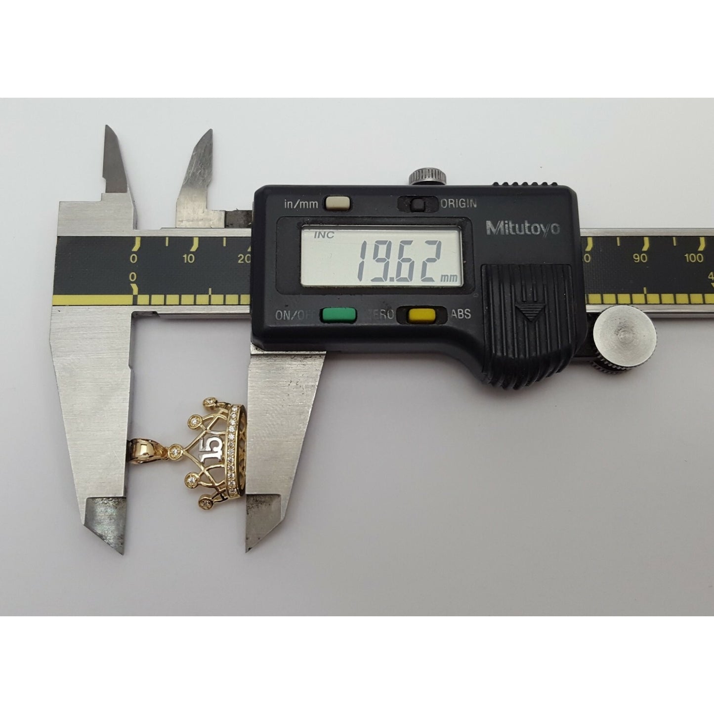 14K Two Tone CZ Quinceanera Tiara Crown 15 Pendant Charm