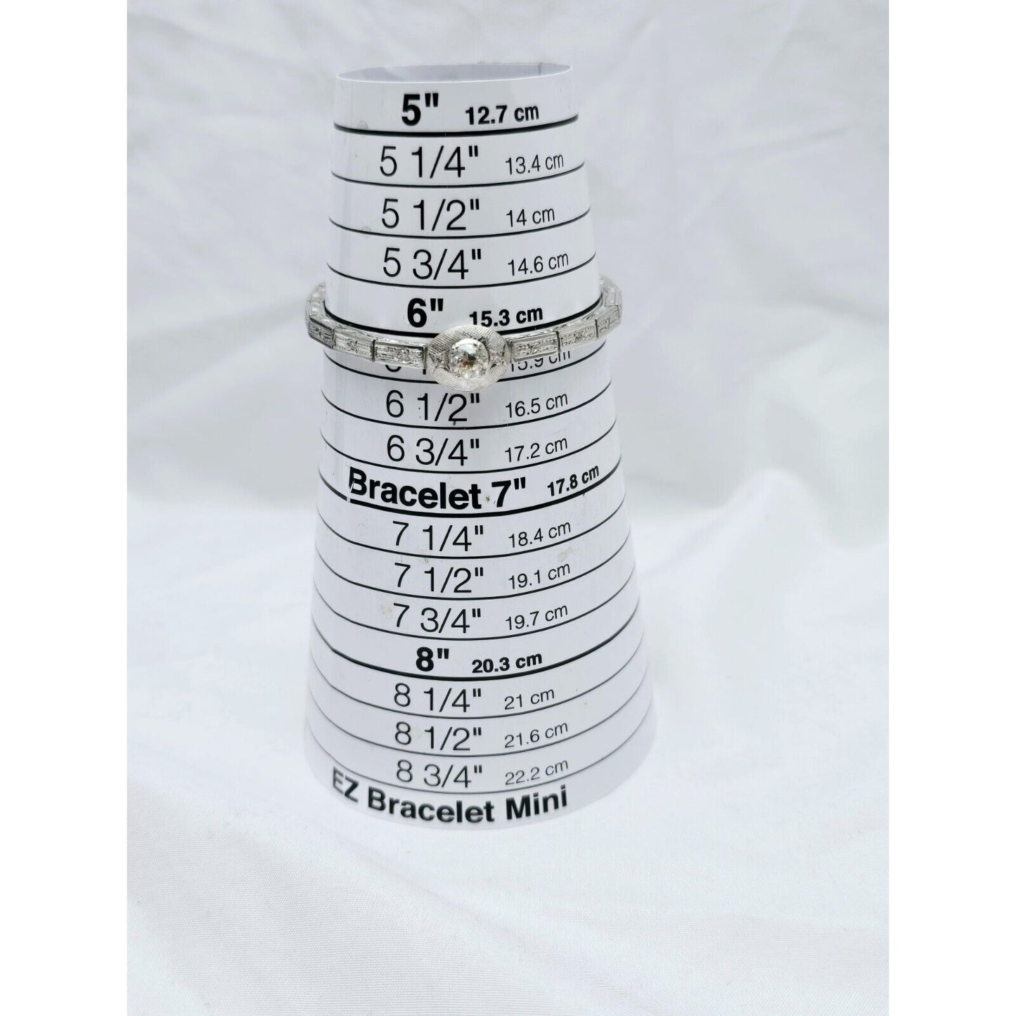 Vintage 14K White Gold Old Cut Diamond Tennis Link Bracelet