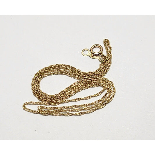 14K Yellow Gold Thin Spiral Rope Chain Necklace