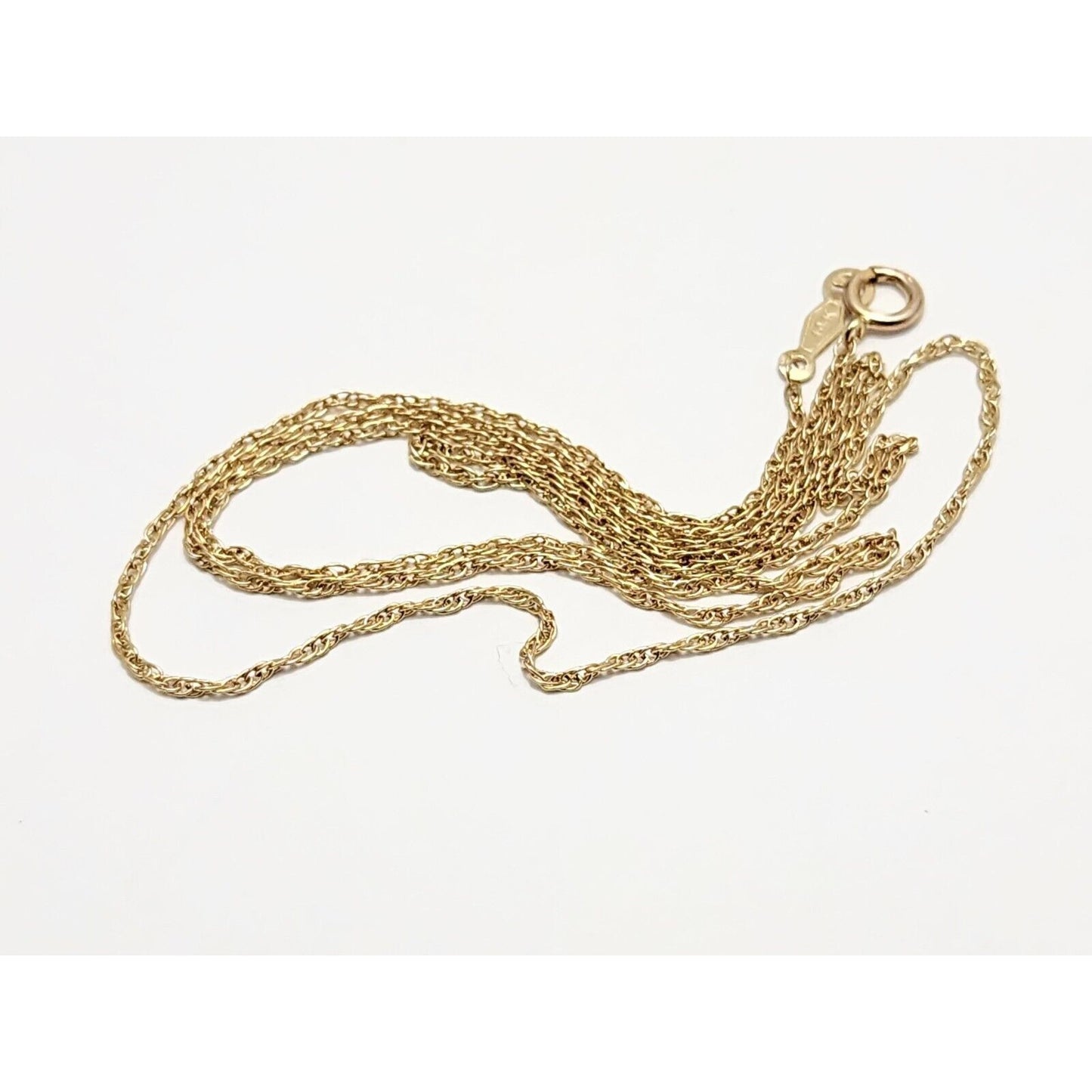 14K Yellow Gold Thin Spiral Rope Chain Necklace