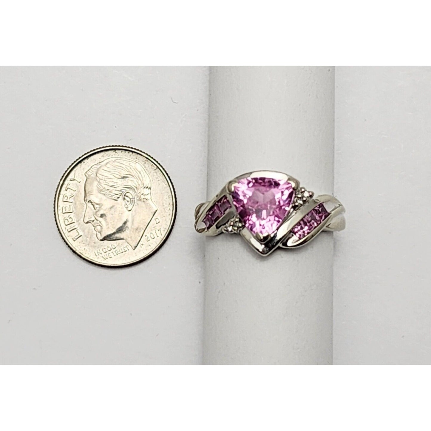 10K White Gold Tourmaline & Diamond Ring