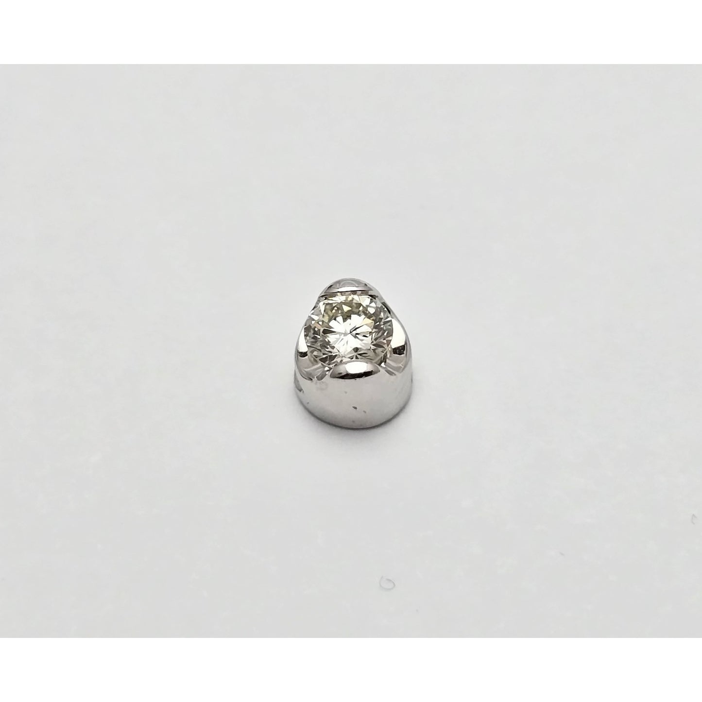 14K White Gold Single Round Cut Diamond Charm Pendant