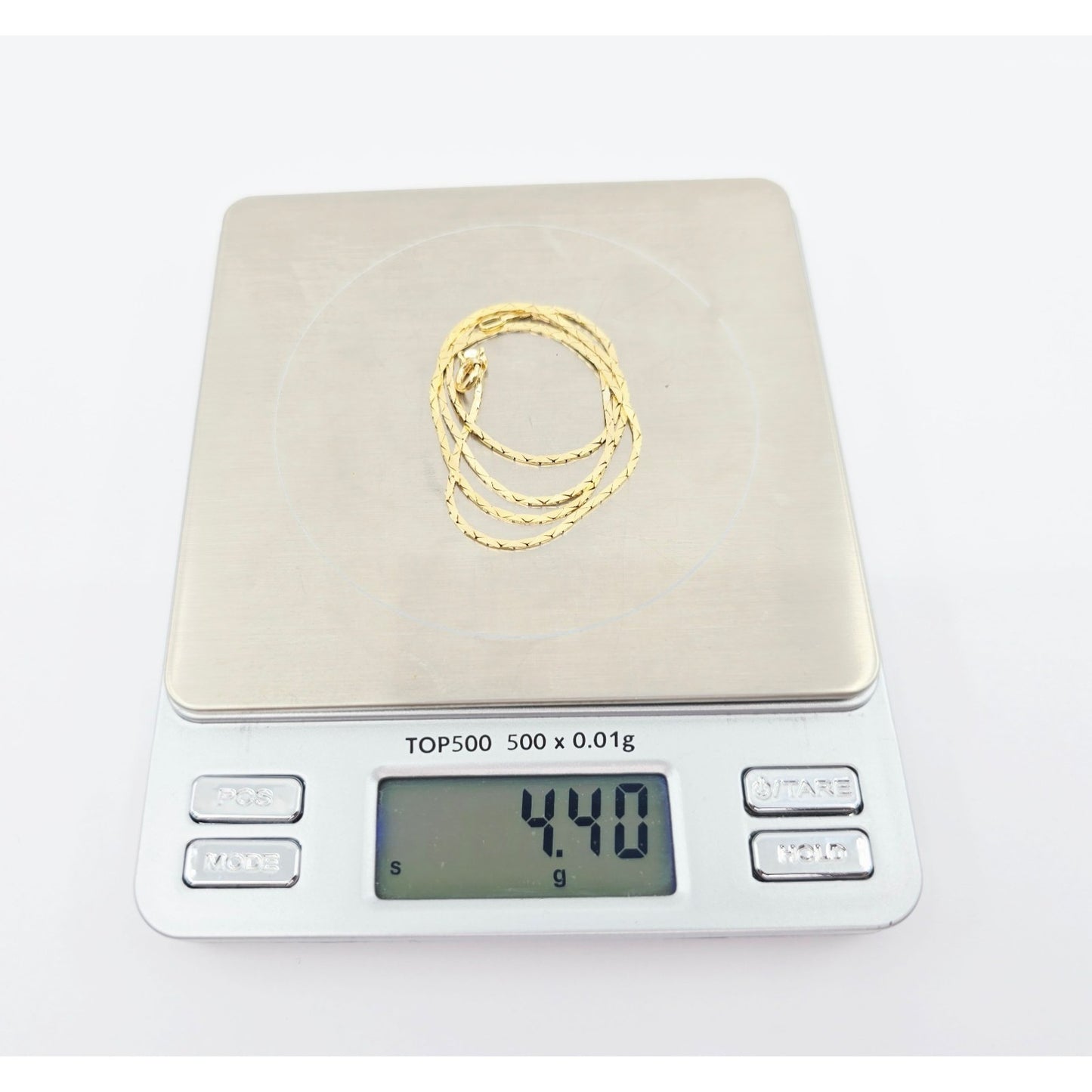 18K Yellow Gold Flat Triangle Cobra Link Chain Necklace