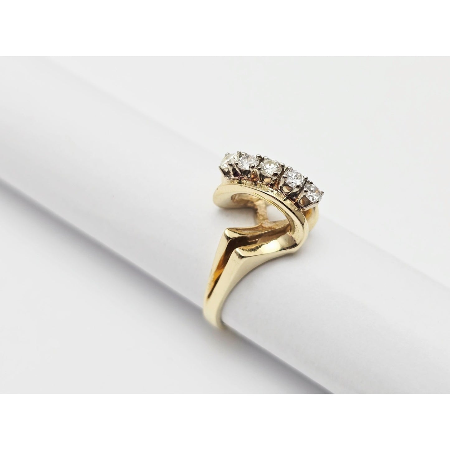 14K Yellow Gold 5 Round Diamond Ring