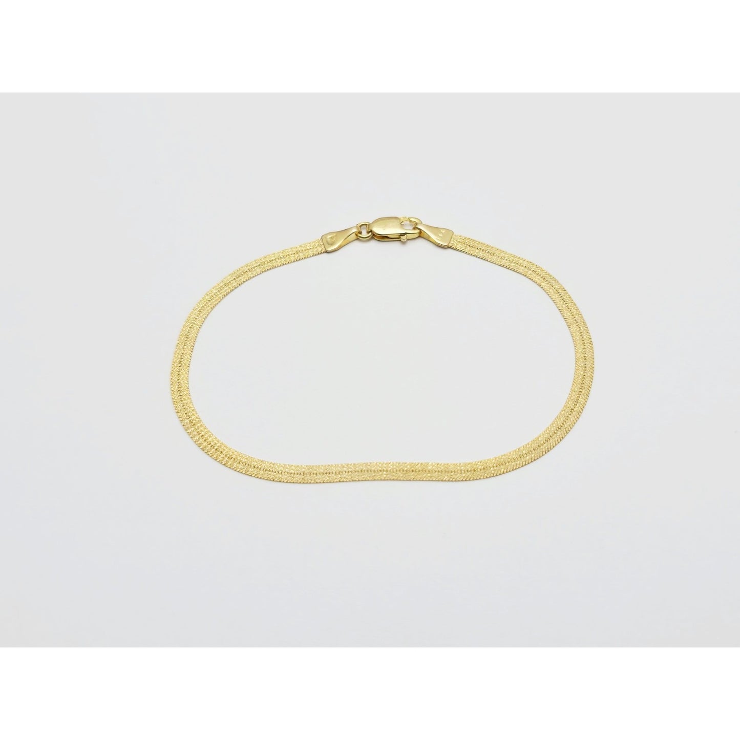 14K Yellow Gold Flat Mesh Herringbone Style Bracelet