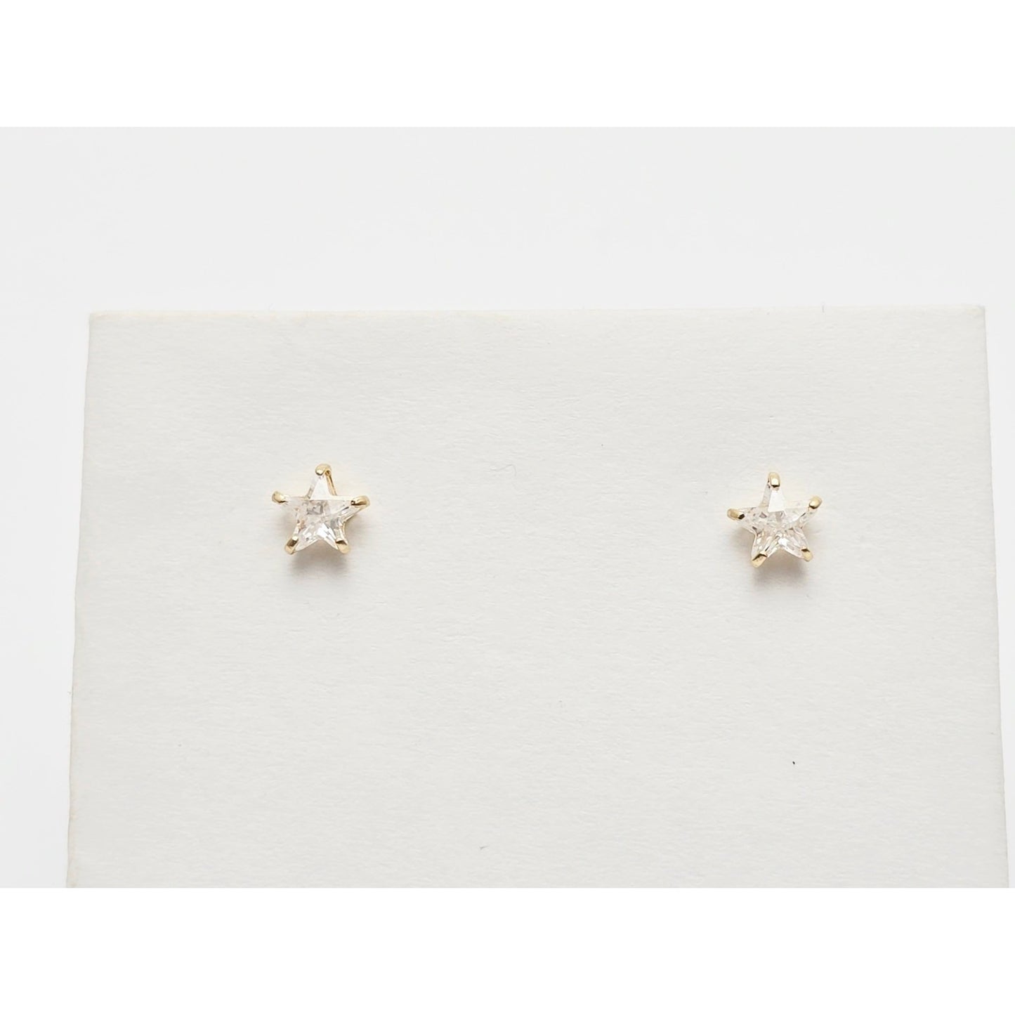 14K Yellow Gold Star Shaped CZ Stud Earrings