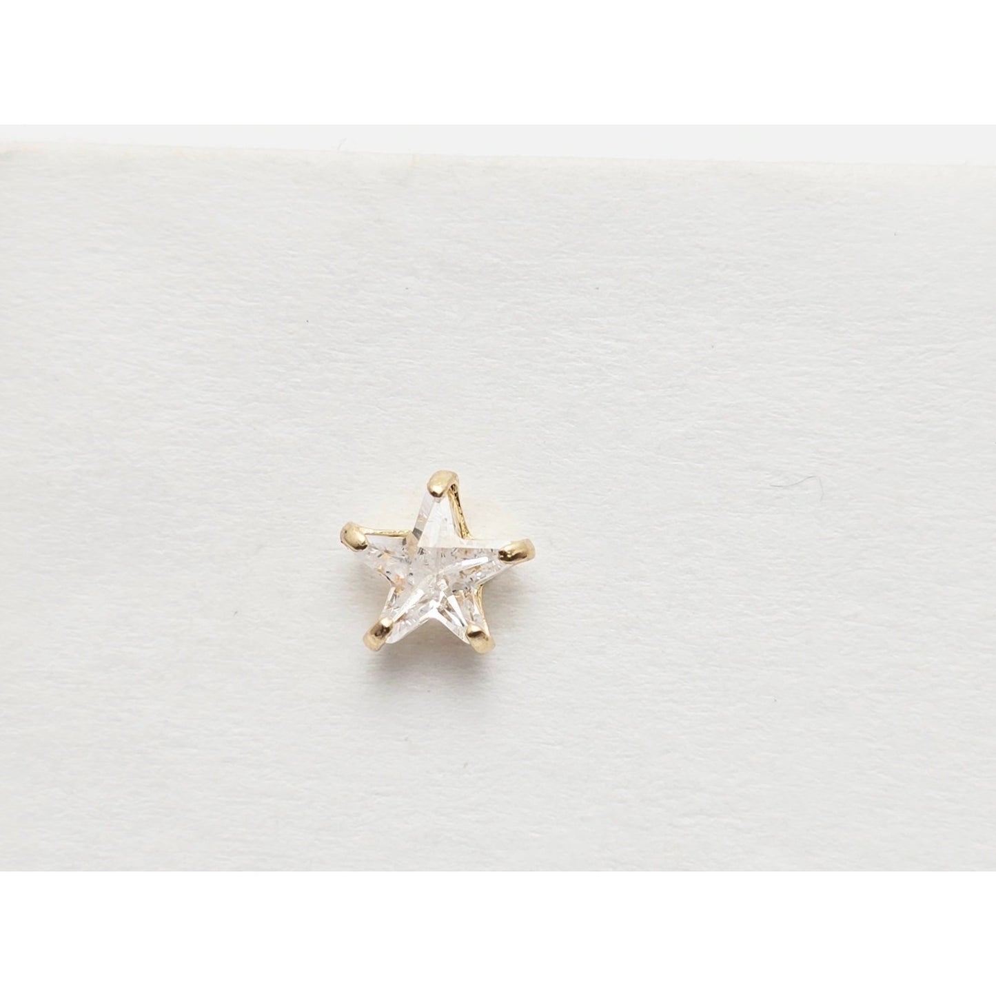 14K Yellow Gold Star Shaped CZ Stud Earrings