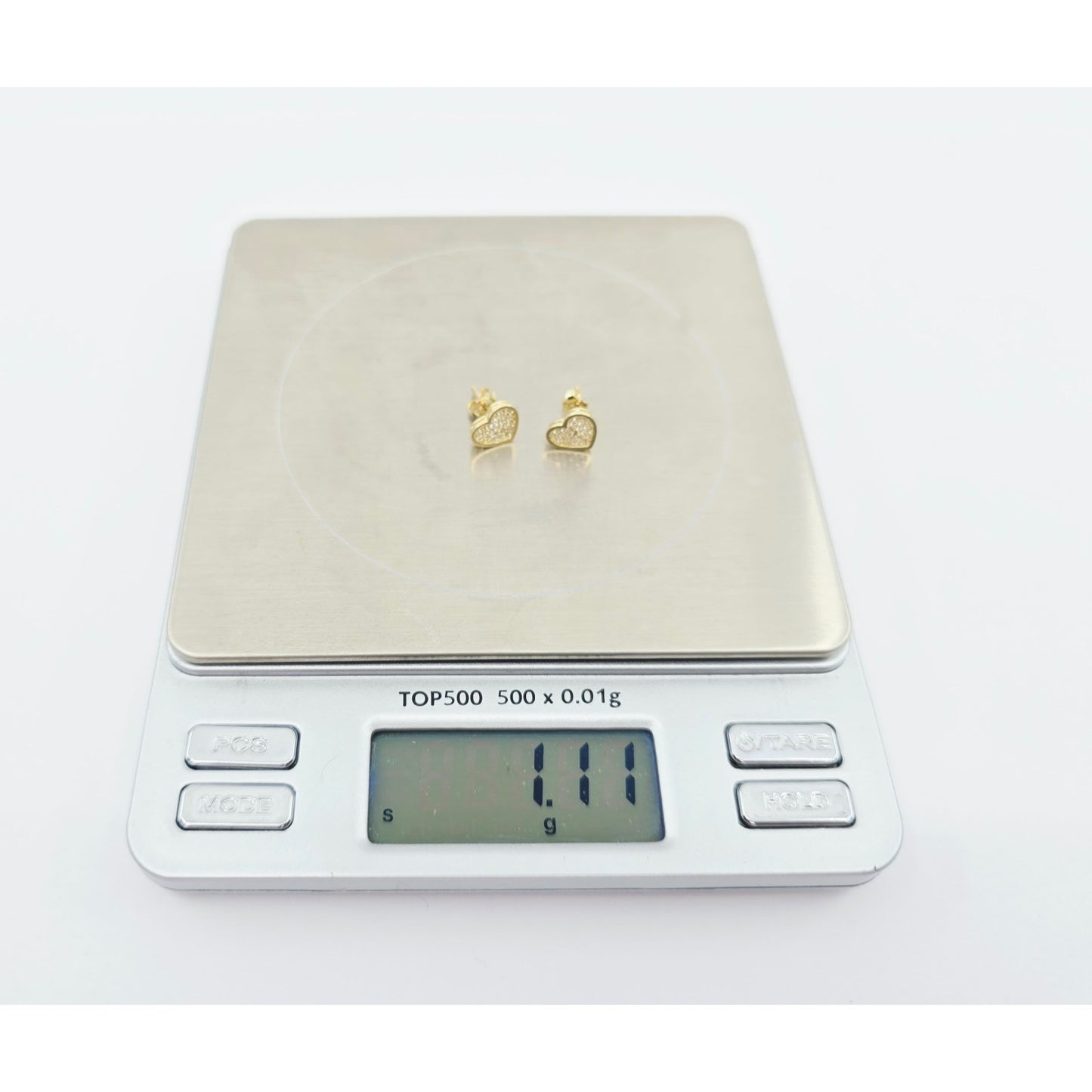 10K Yellow Gold Heart Shaped CZ Stud Earrings