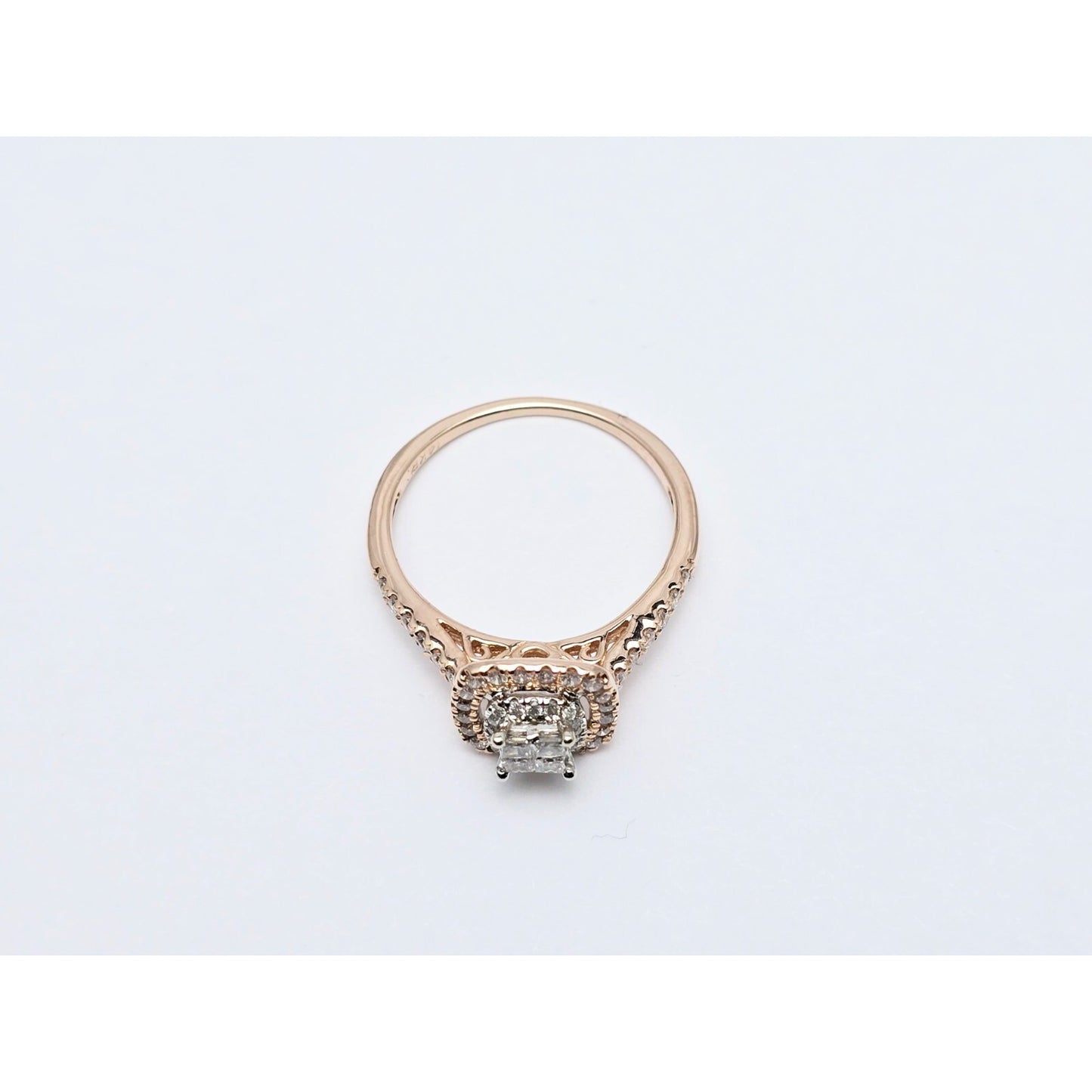 14K Two Tone Gold Double Halo Diamond Engagement Ring