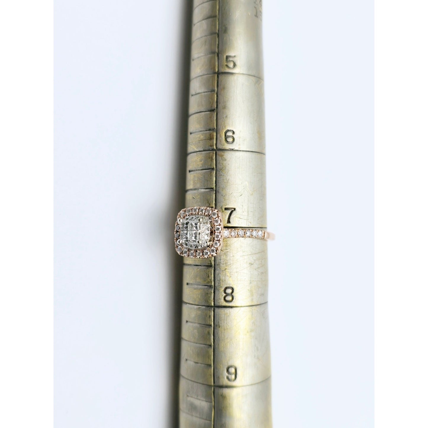 14K Two Tone Gold Double Halo Diamond Engagement Ring