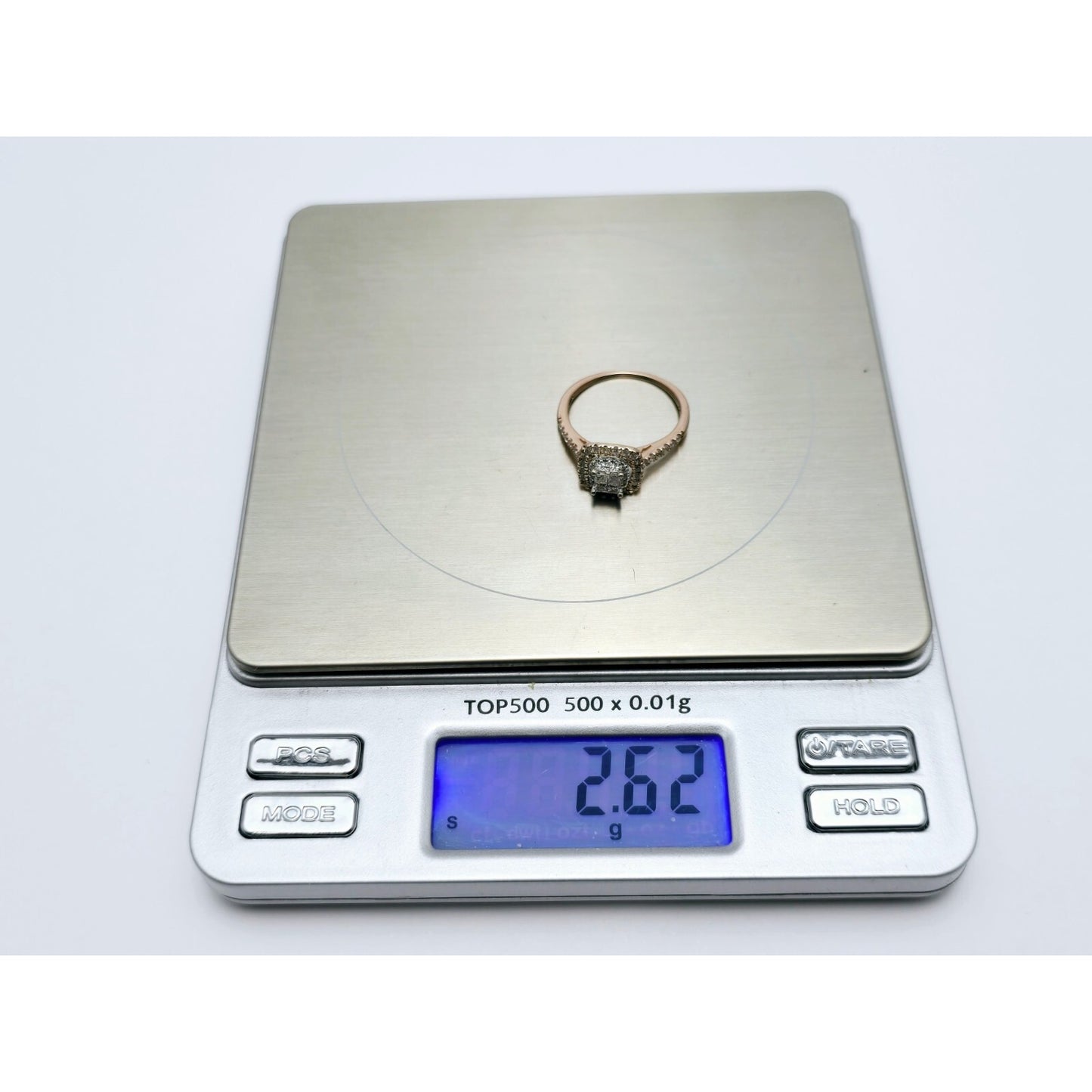 14K Two Tone Gold Double Halo Diamond Engagement Ring