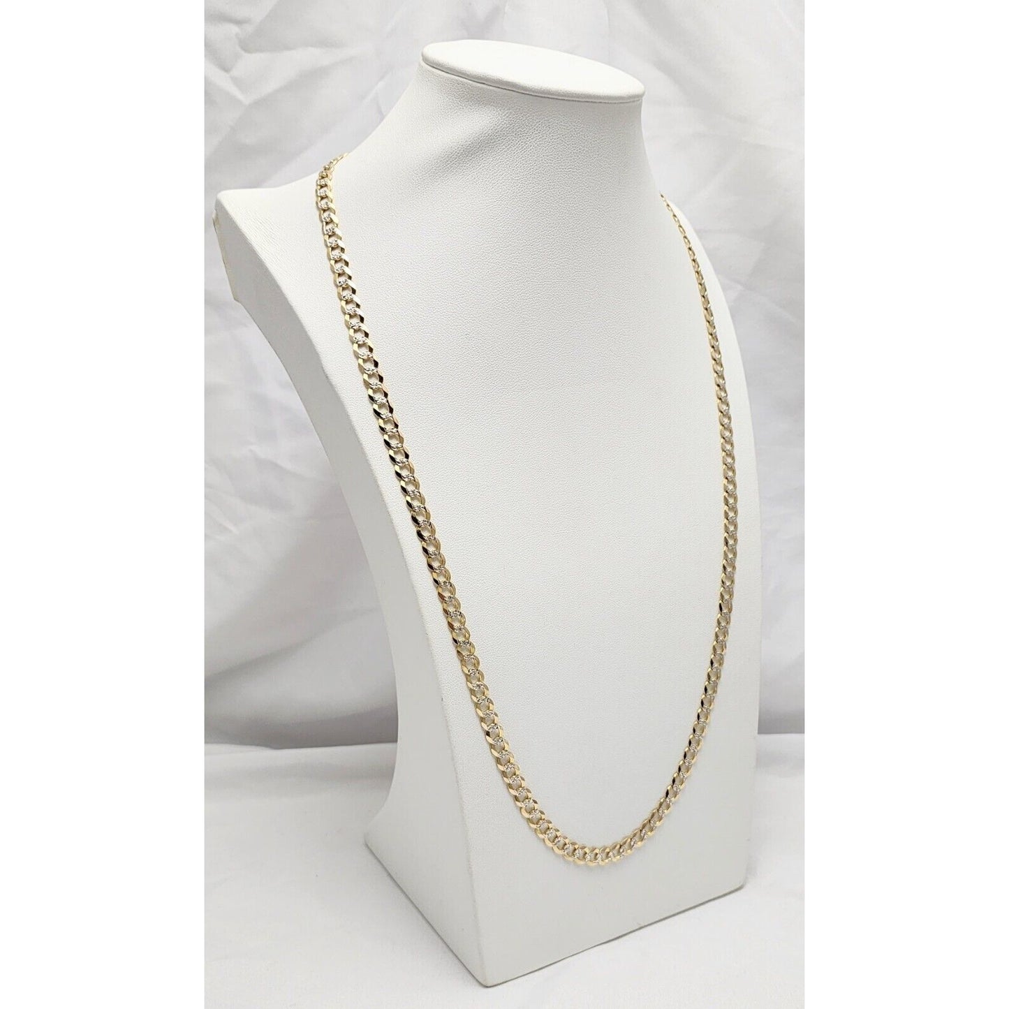 10K Two Tone Gold Diamond Cut Curb Link Chain Necklace