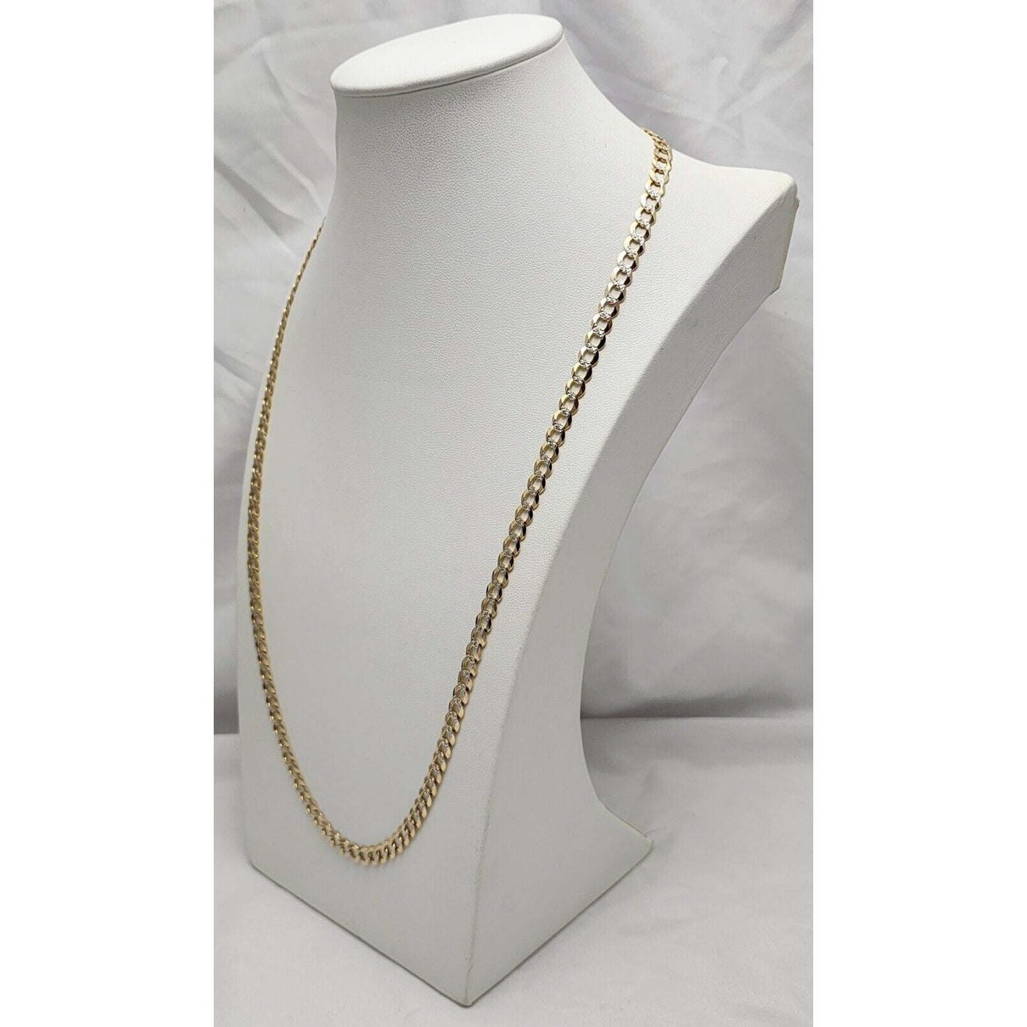10K Two Tone Gold Diamond Cut Curb Link Chain Necklace