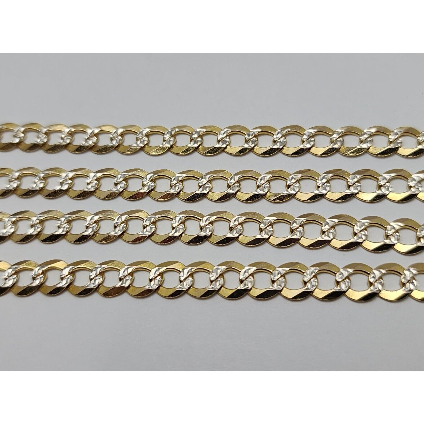 10K Two Tone Gold Diamond Cut Curb Link Chain Necklace