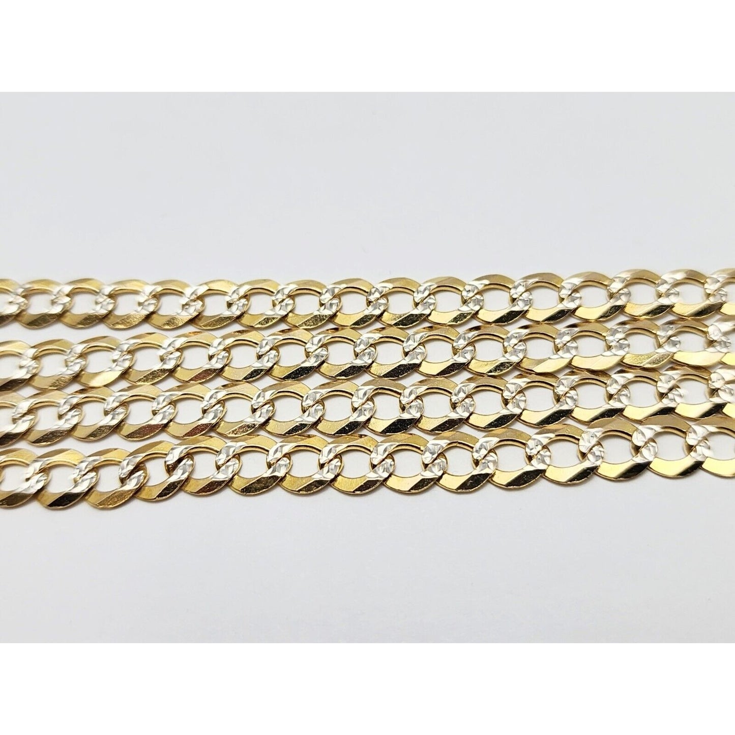 10K Two Tone Gold Diamond Cut Curb Link Chain Necklace