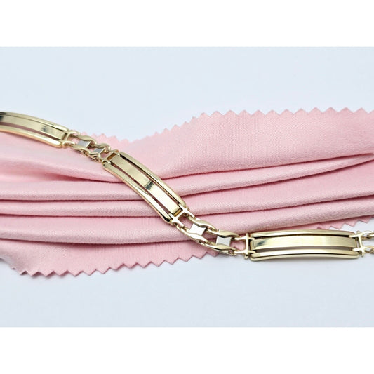 14K Two Tone Gold ID Style Custom Link Chain Bracelet