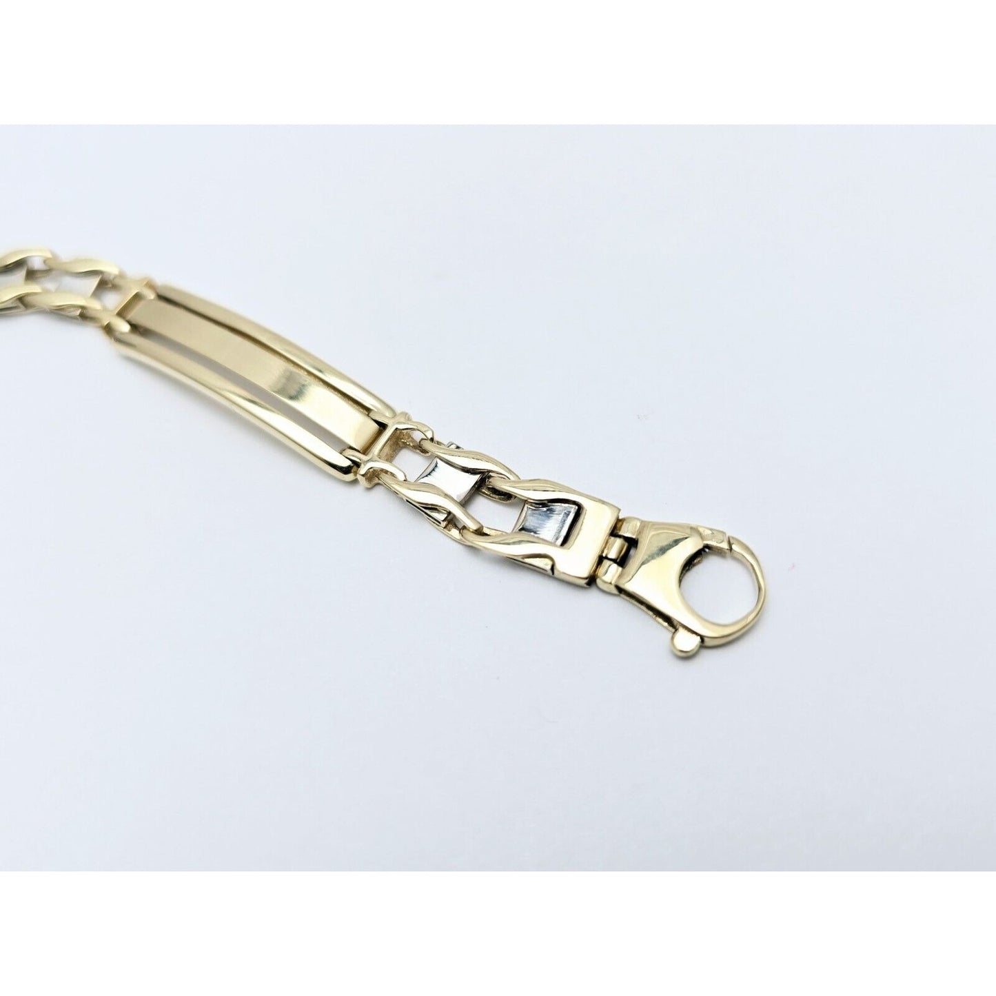 14K Two Tone Gold ID Style Custom Link Chain Bracelet