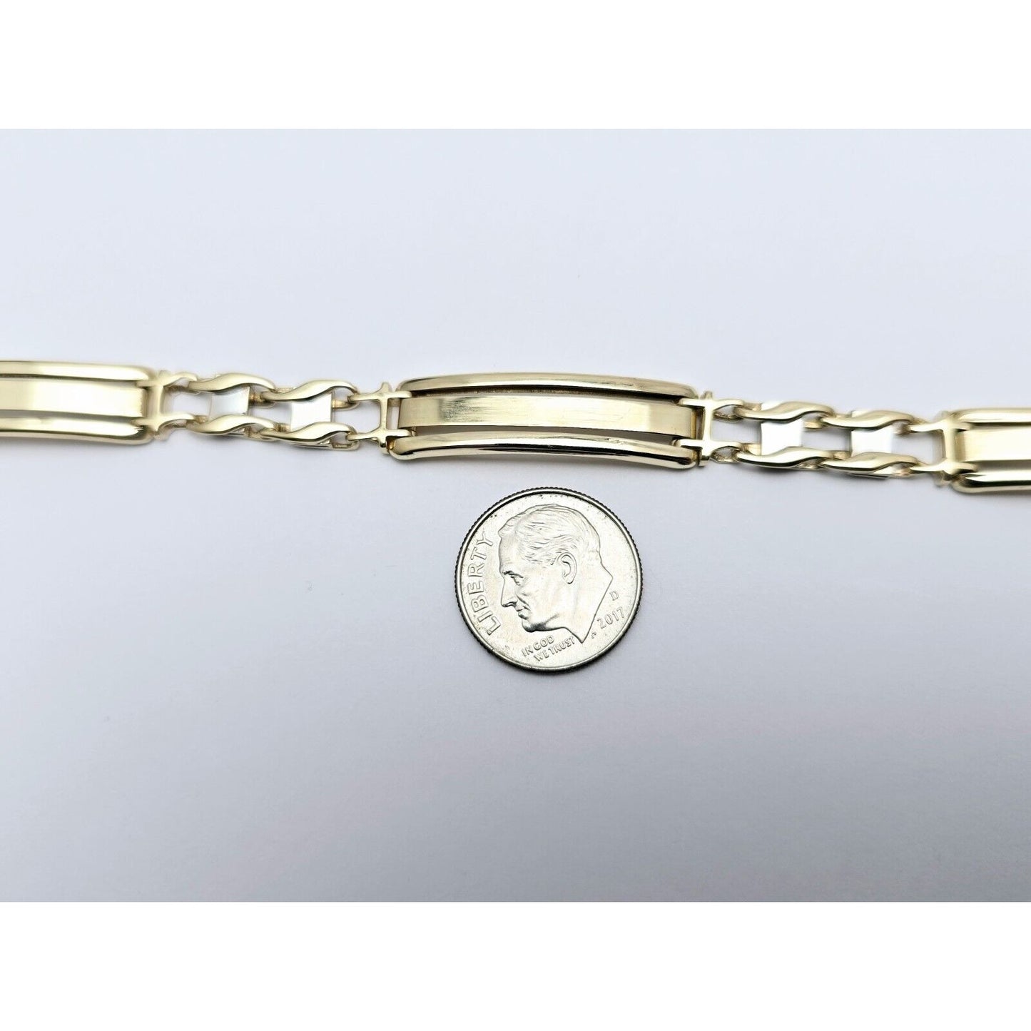14K Two Tone Gold ID Style Custom Link Chain Bracelet
