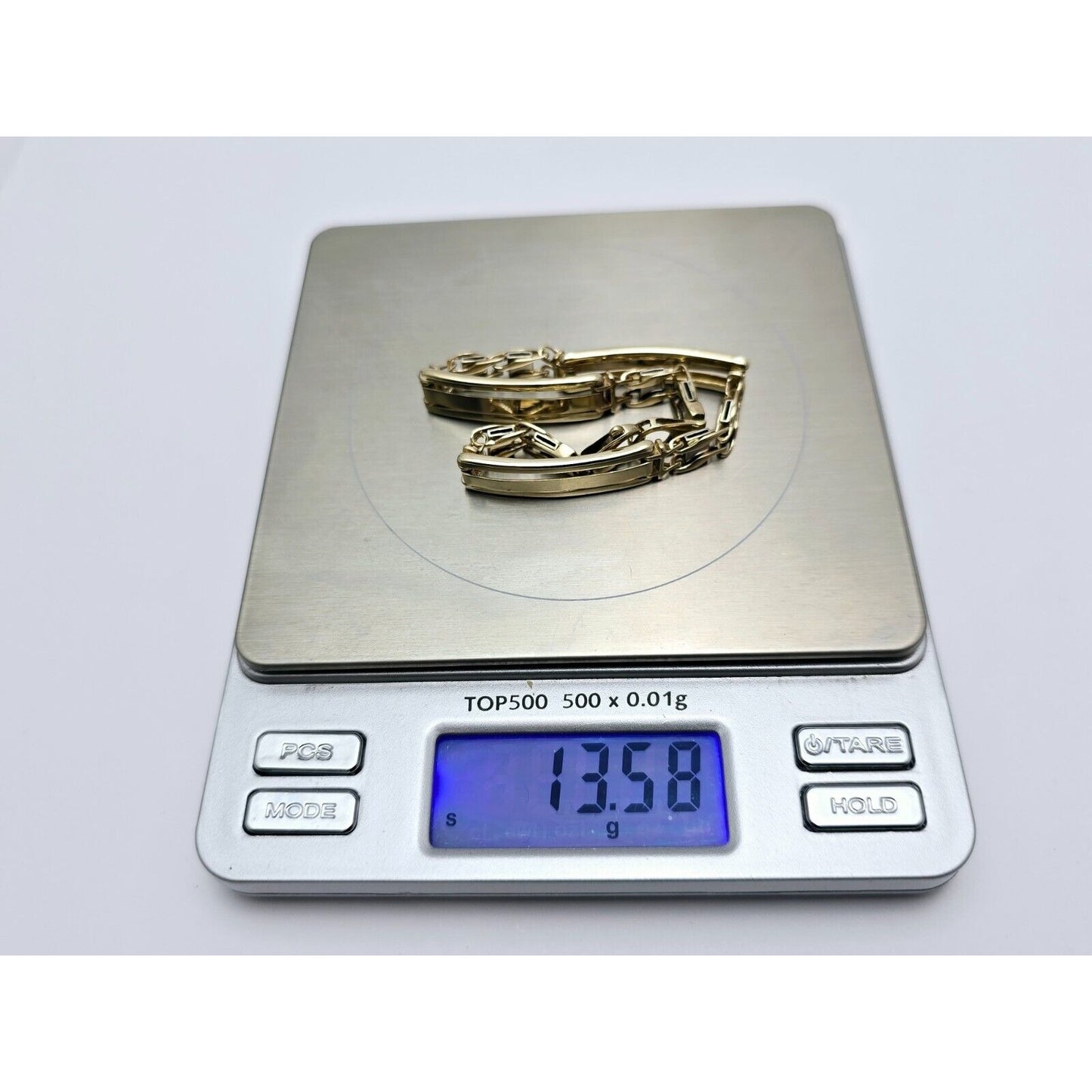 14K Two Tone Gold ID Style Custom Link Chain Bracelet