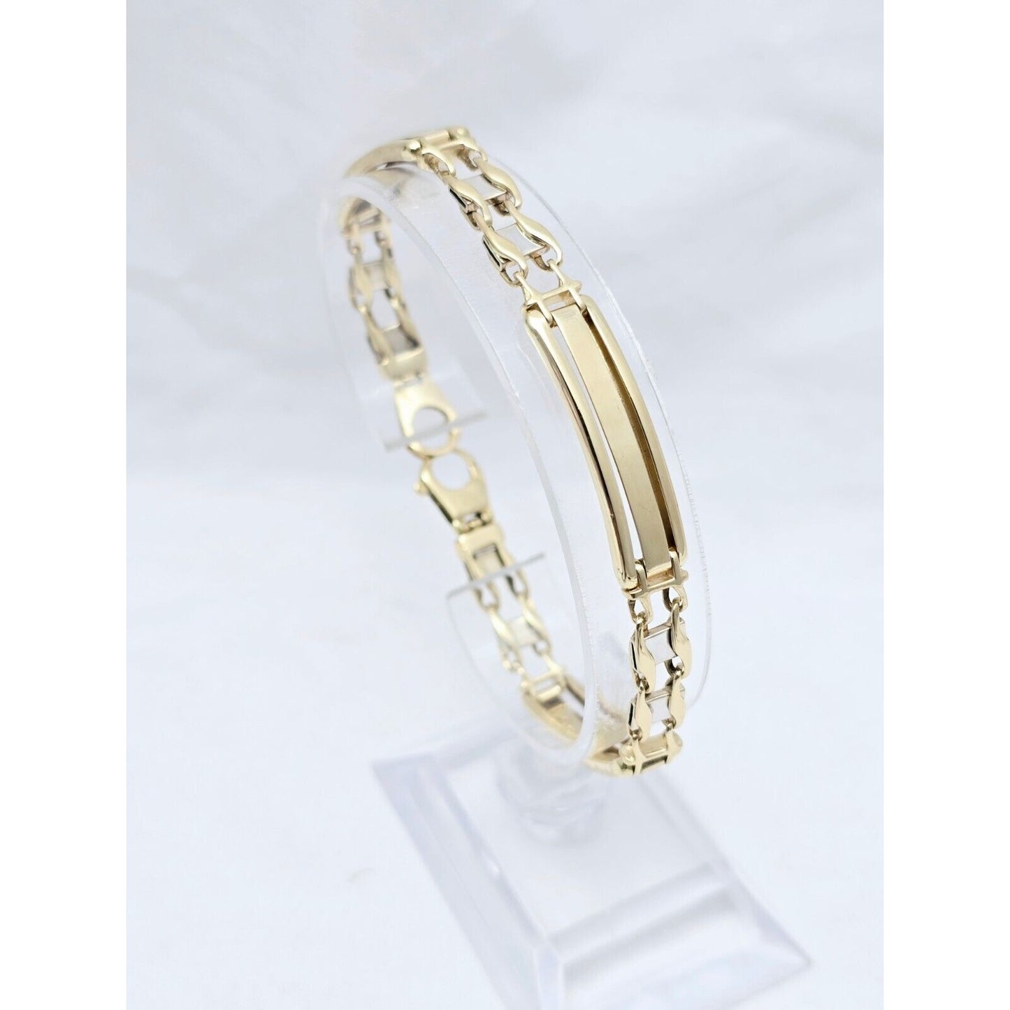 14K Two Tone Gold ID Style Custom Link Chain Bracelet