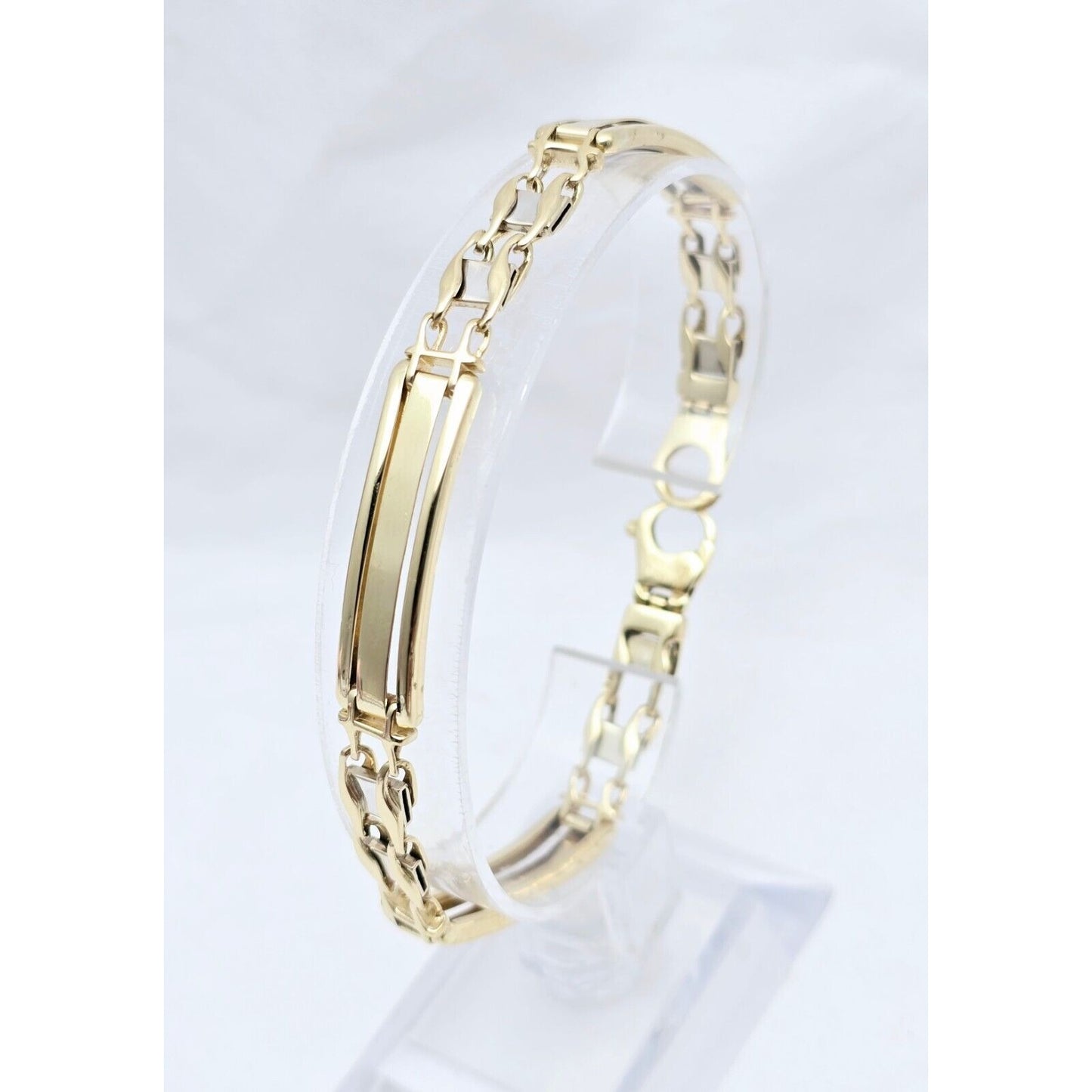 14K Two Tone Gold ID Style Custom Link Chain Bracelet