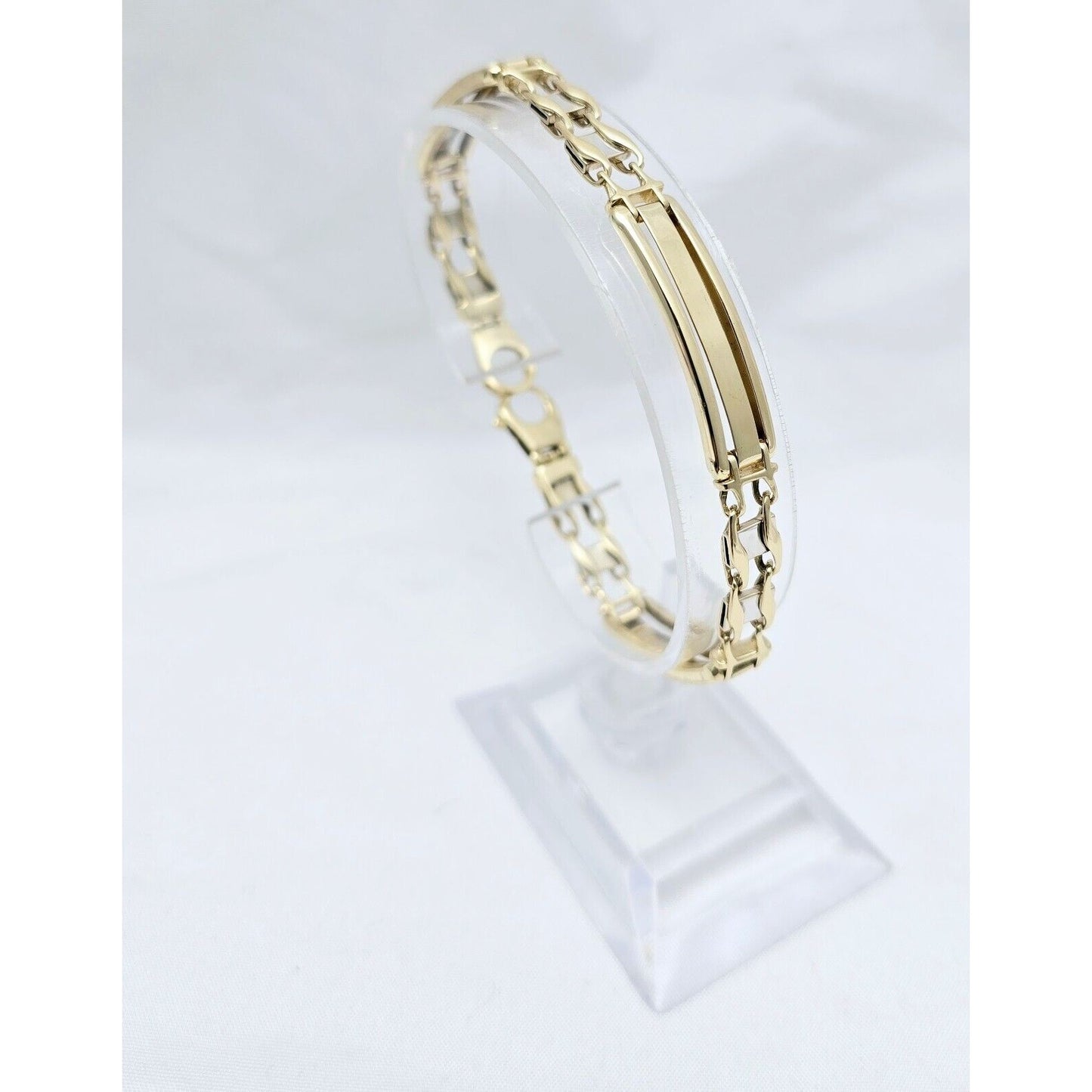 14K Two Tone Gold ID Style Custom Link Chain Bracelet