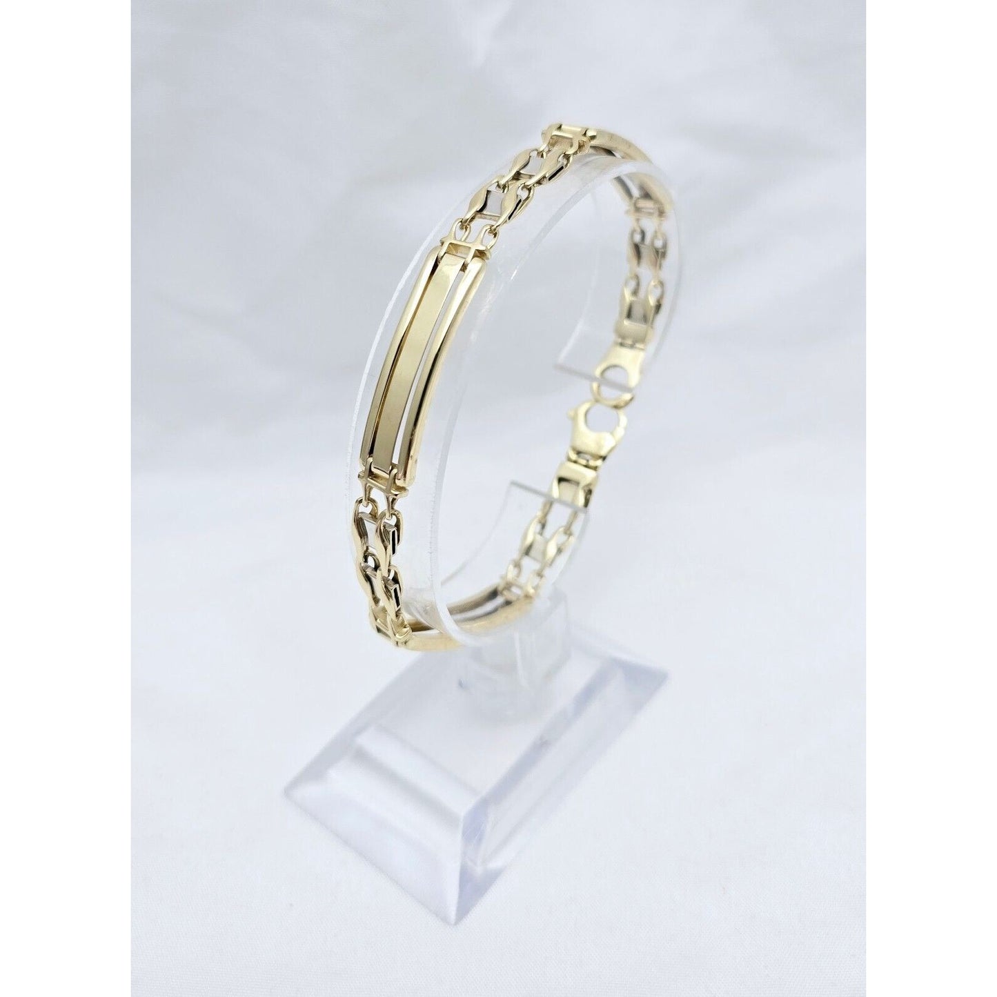 14K Two Tone Gold ID Style Custom Link Chain Bracelet