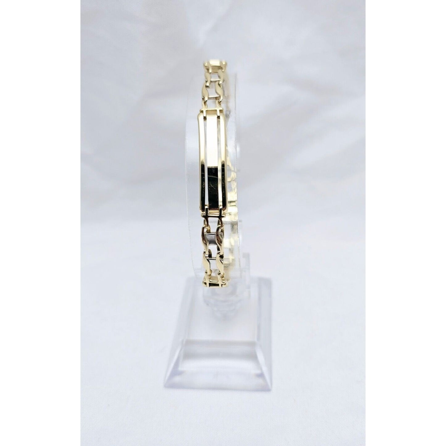 14K Two Tone Gold ID Style Custom Link Chain Bracelet