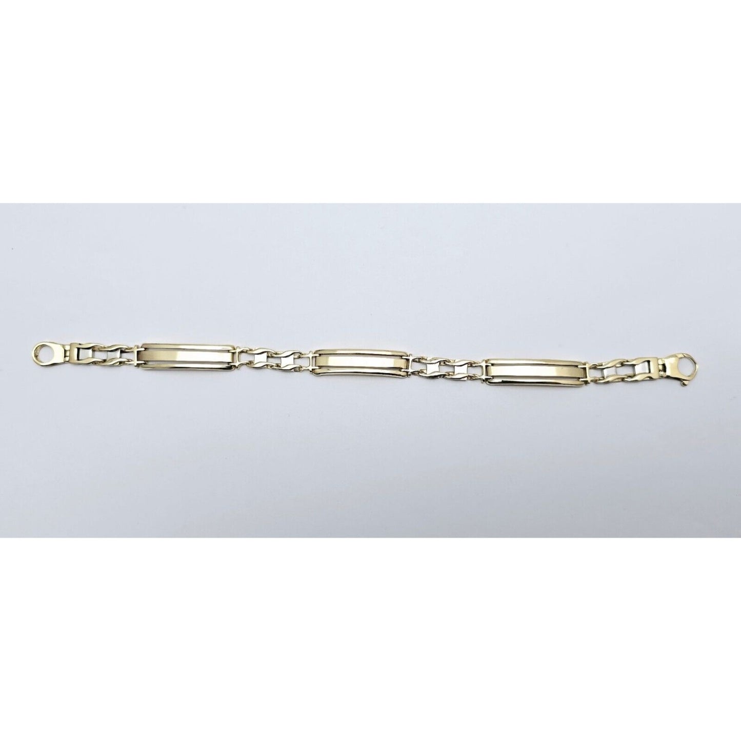 14K Two Tone Gold ID Style Custom Link Chain Bracelet