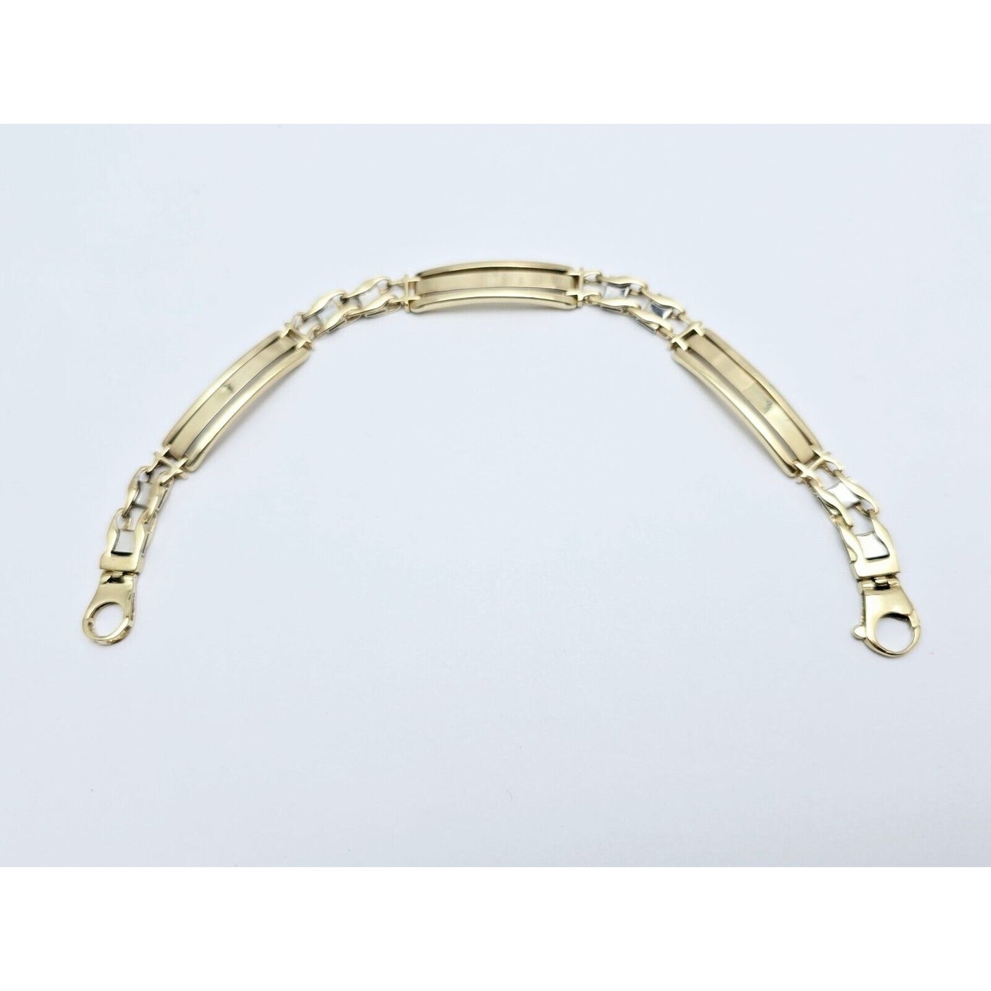 14K Two Tone Gold ID Style Custom Link Chain Bracelet