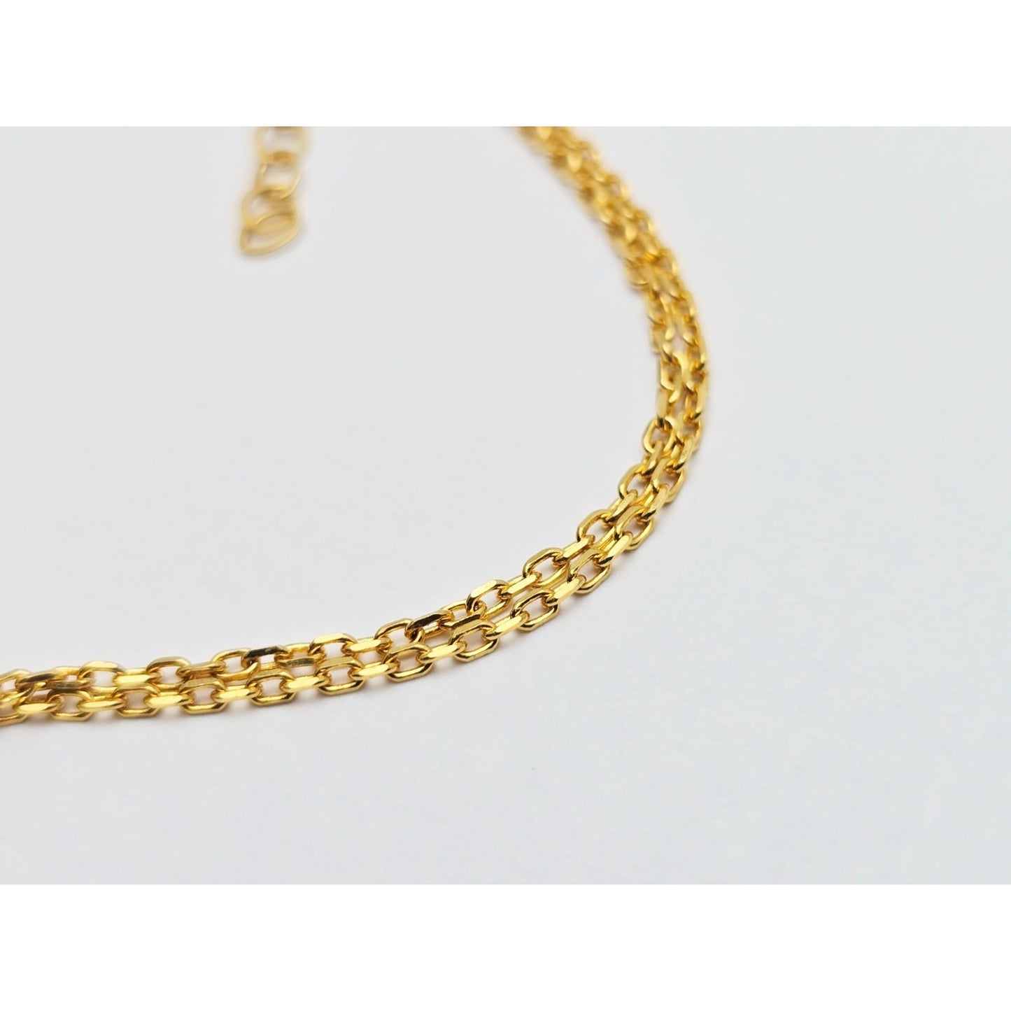 21K Yellow Gold Interlocking Circles Cable Link Resizable Bracelet