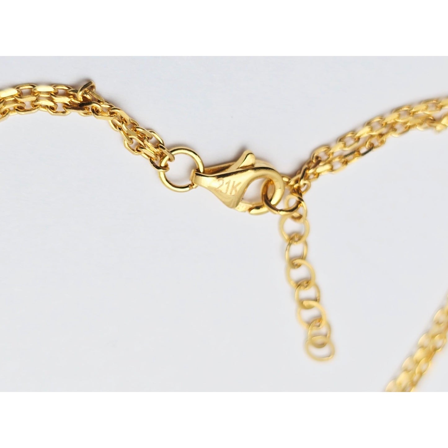 21K Yellow Gold Interlocking Circles Cable Link Resizable Bracelet