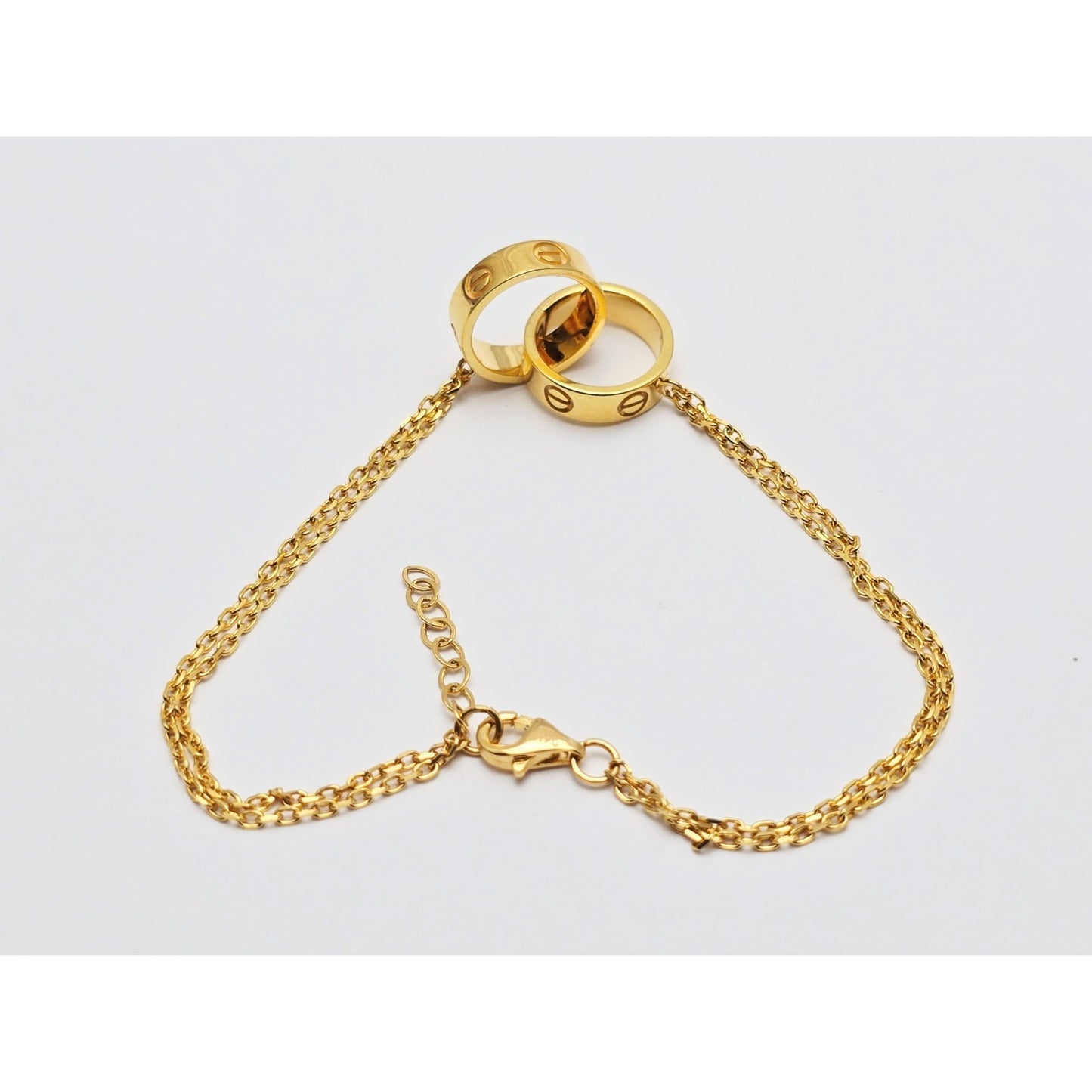 21K Yellow Gold Interlocking Circles Cable Link Resizable Bracelet