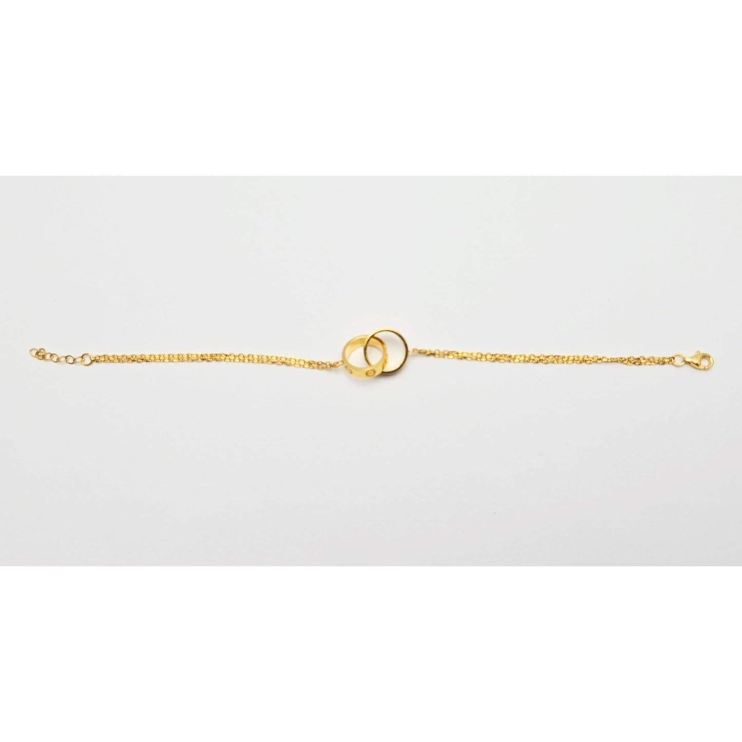 21K Yellow Gold Interlocking Circles Cable Link Resizable Bracelet