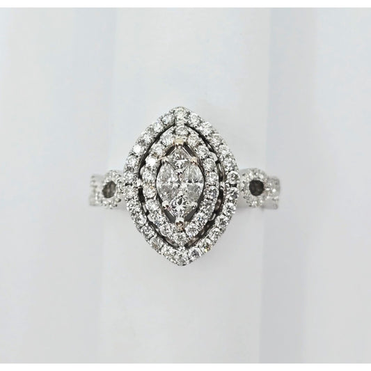 18K White Gold Diamond Engagement Marquise Shaped Ring