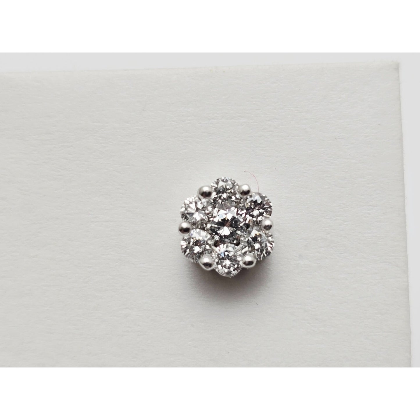 14K White Gold Round Cut Diamond Flower Stud Earrings