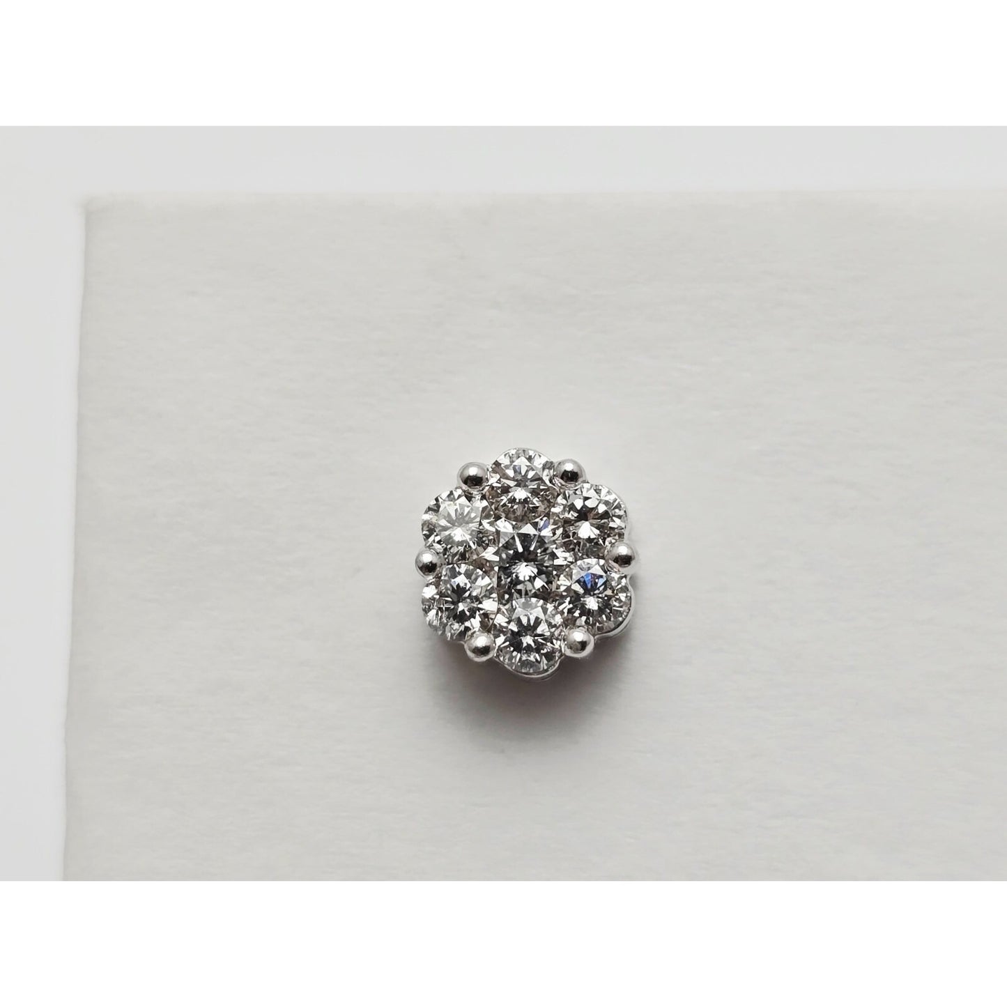 14K White Gold Round Cut Diamond Flower Stud Earrings