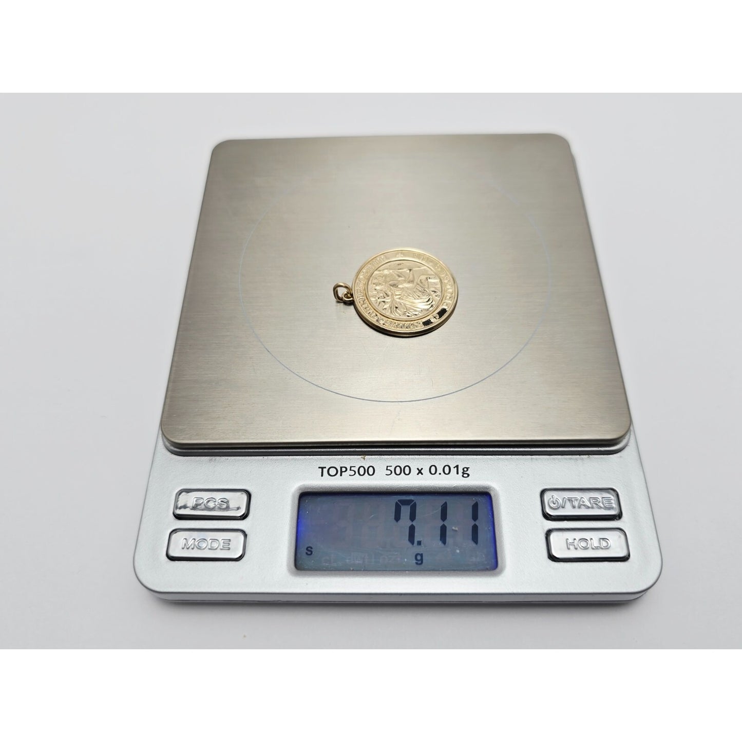 10K Yellow Gold Round Saint Christopher Charm Pendant