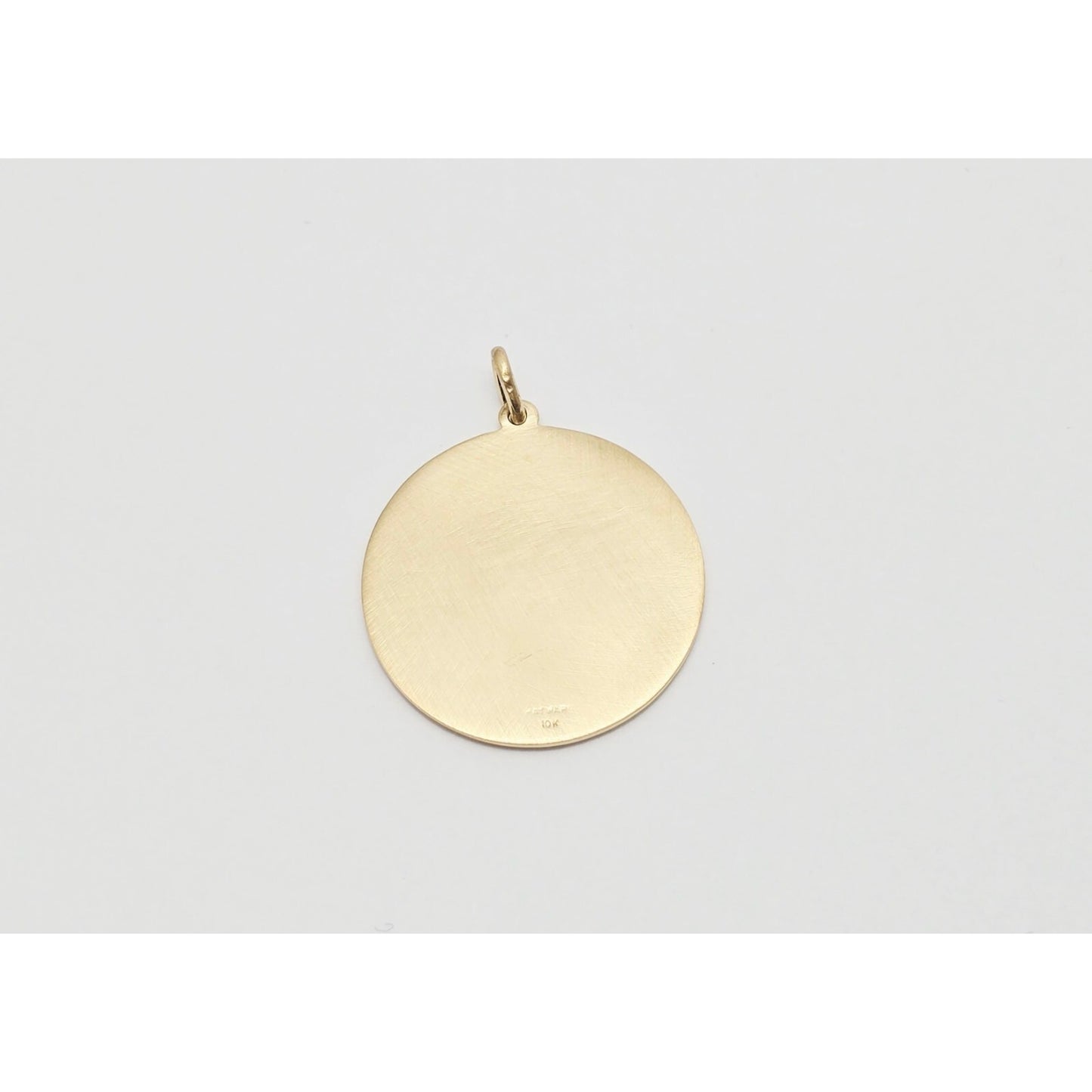 10K Yellow Gold Round Saint Christopher Charm Pendant