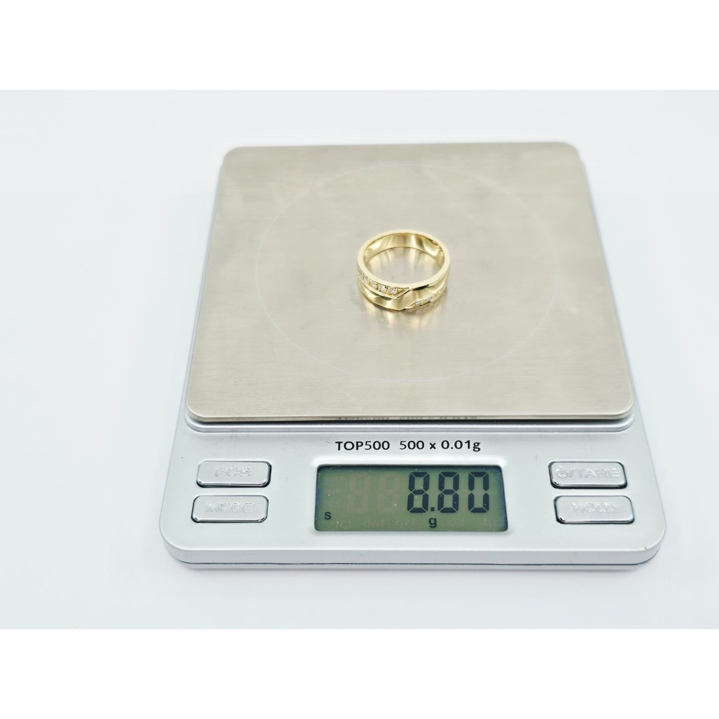 14K Yellow Gold Round CZ Wedding Band Ring