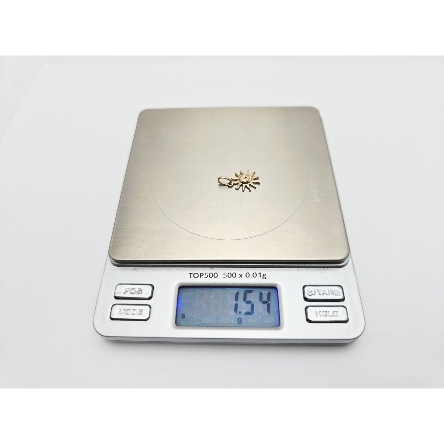 Tiny 14K Yellow Gold St Lucia Smiling Sun Charm Pendant