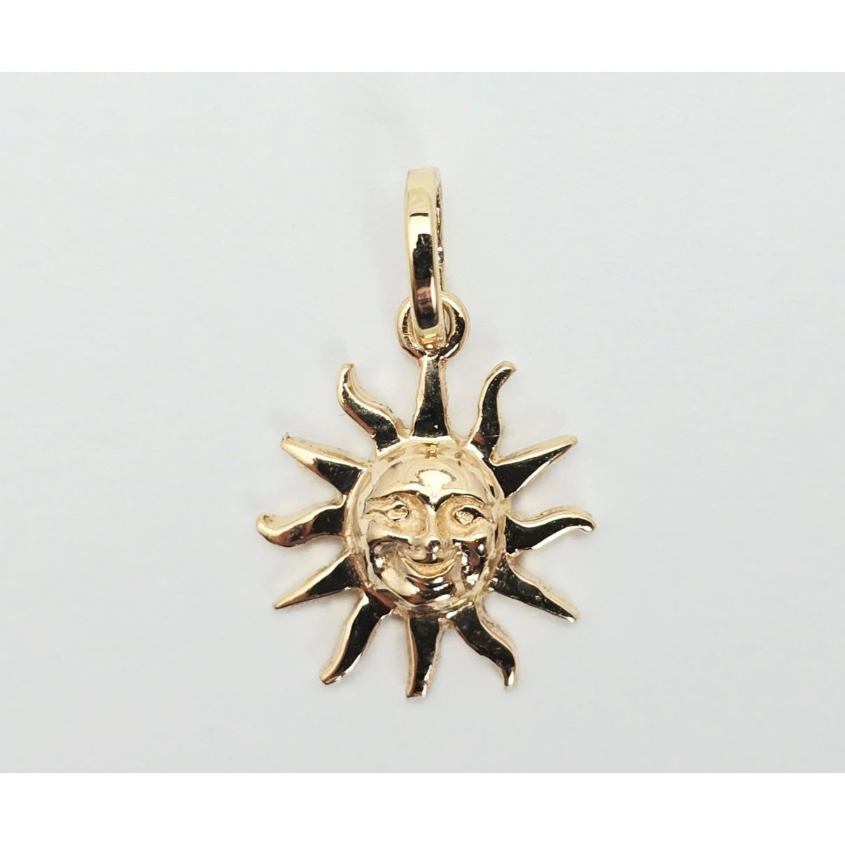 Tiny 14K Yellow Gold St Lucia Smiling Sun Charm Pendant